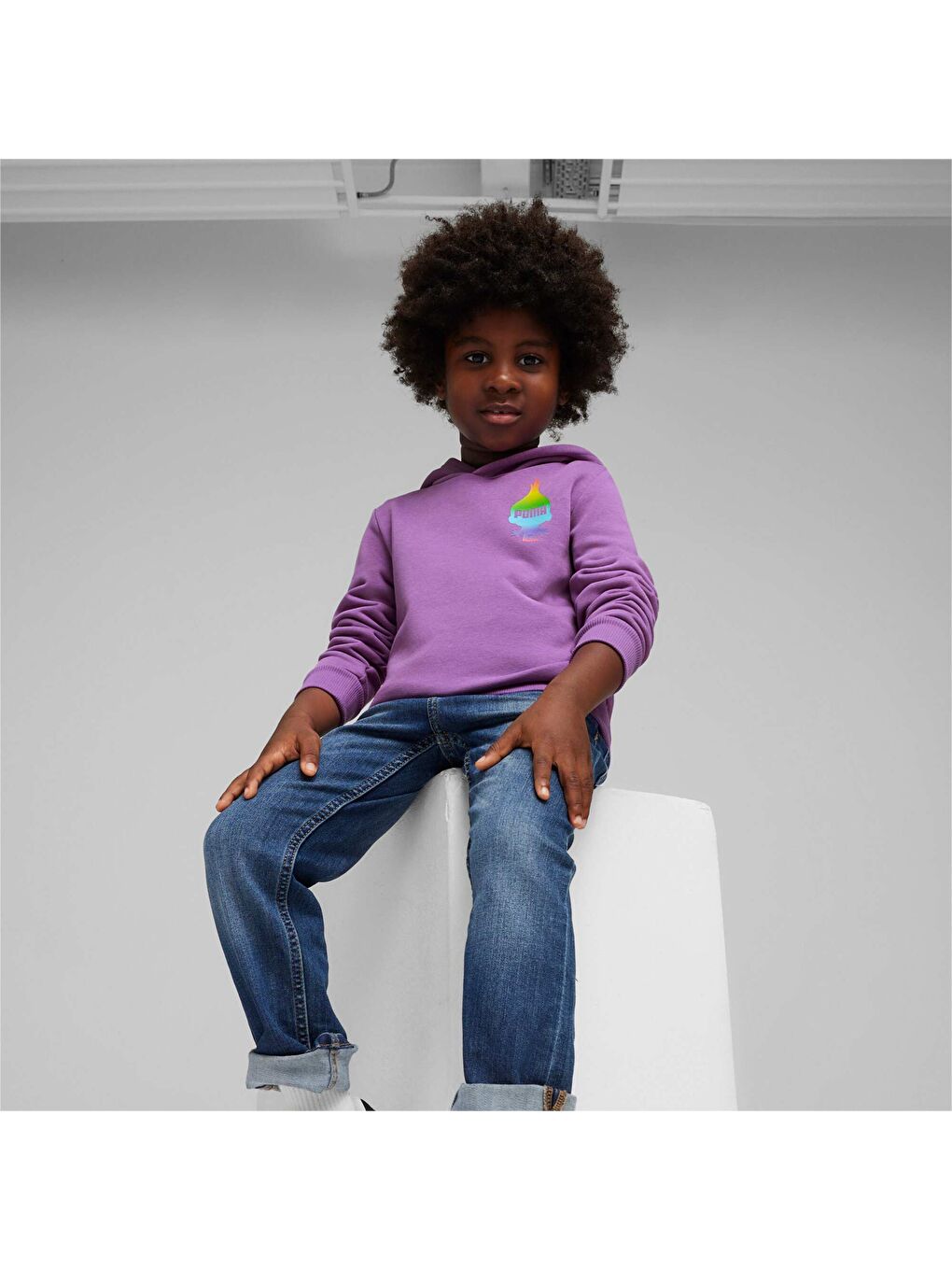 Mor x TROLLS Çocuk Kapüşonlu SWEATSHIRT-1