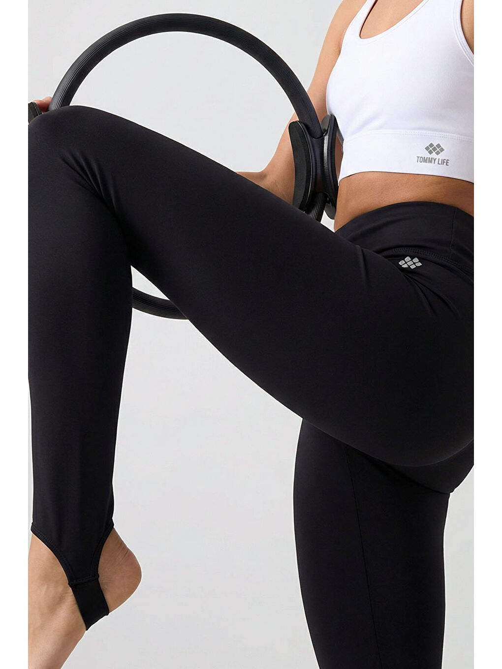 Siyah Standart Fit Esnek Spor Performans Kadın Topuklu Tayt - 94685-3