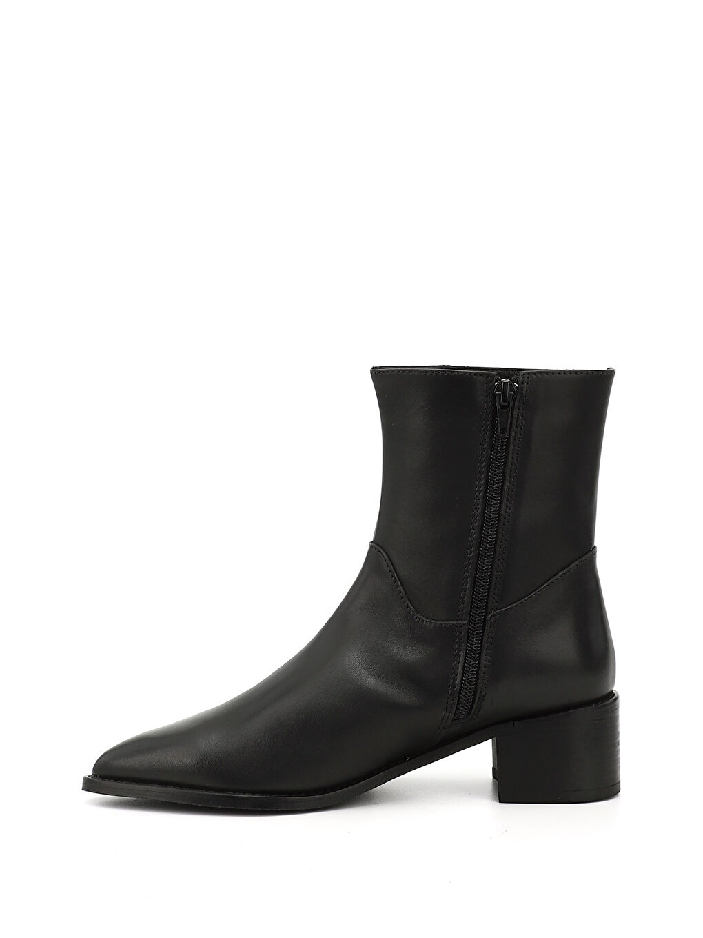 Mor Kadın ZÜMRÜT-SİYAH Fermuarlı Sivri Burun Hakiki Deri Bot-2