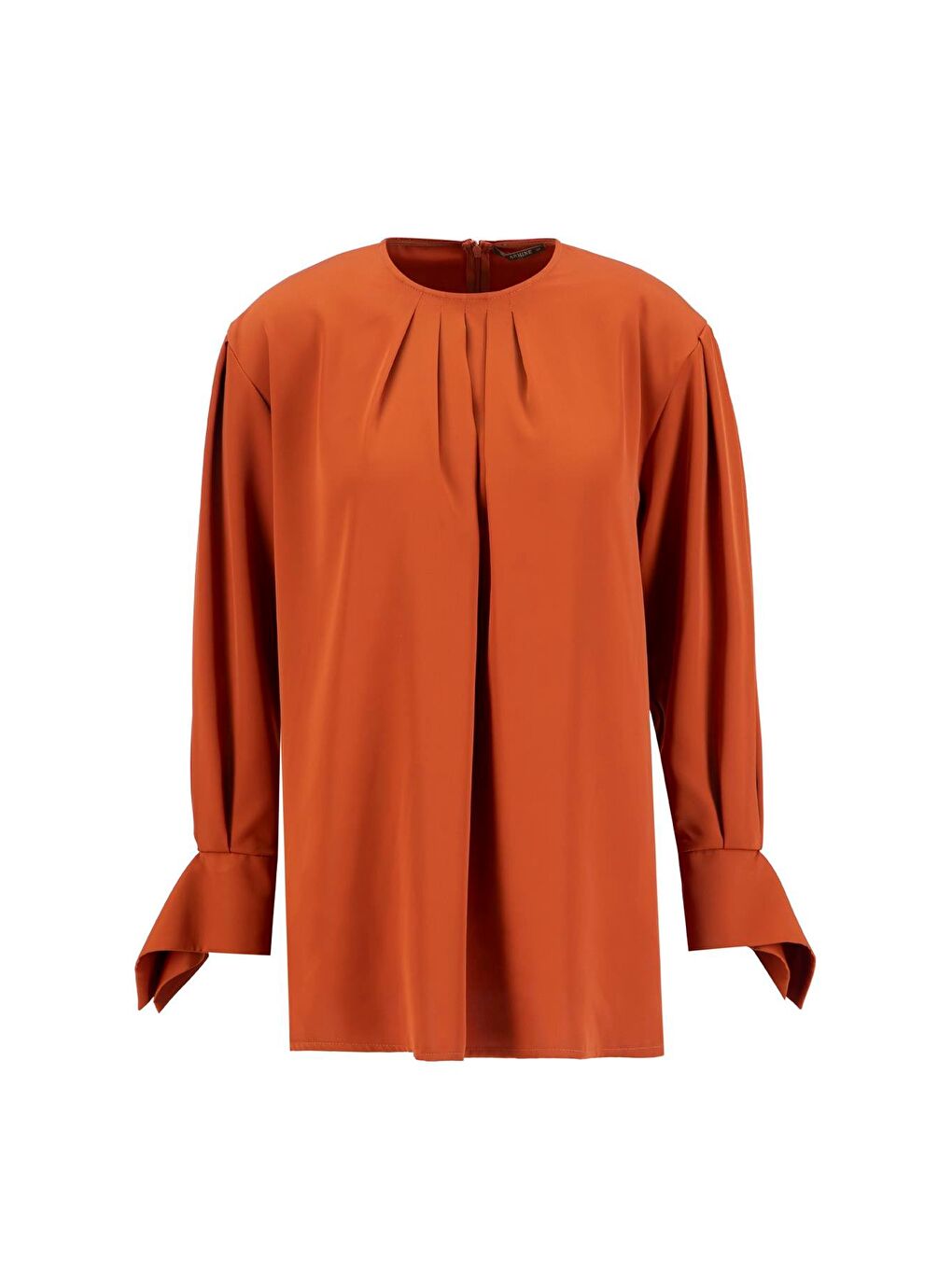 Kırmızı Manşeti Kuşaklı Bluz 24K3612 Kiremit-4