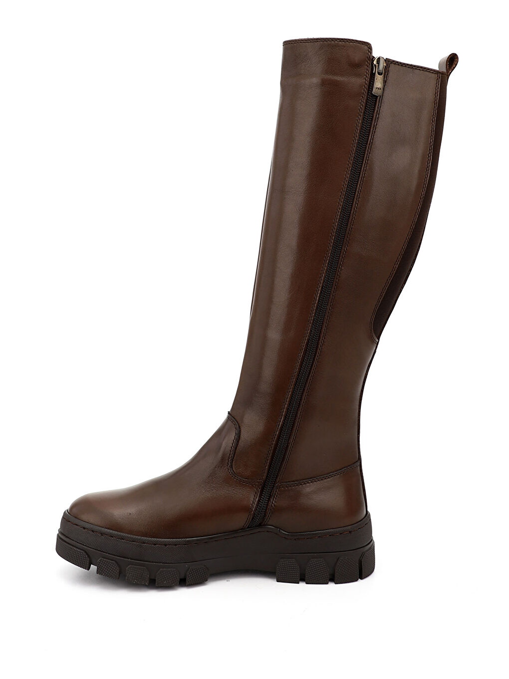Kahverengi Kadın ORTA KAHVERENGİ Fermuarlı Kauçuk Taban Hakiki Deri Çizme-2