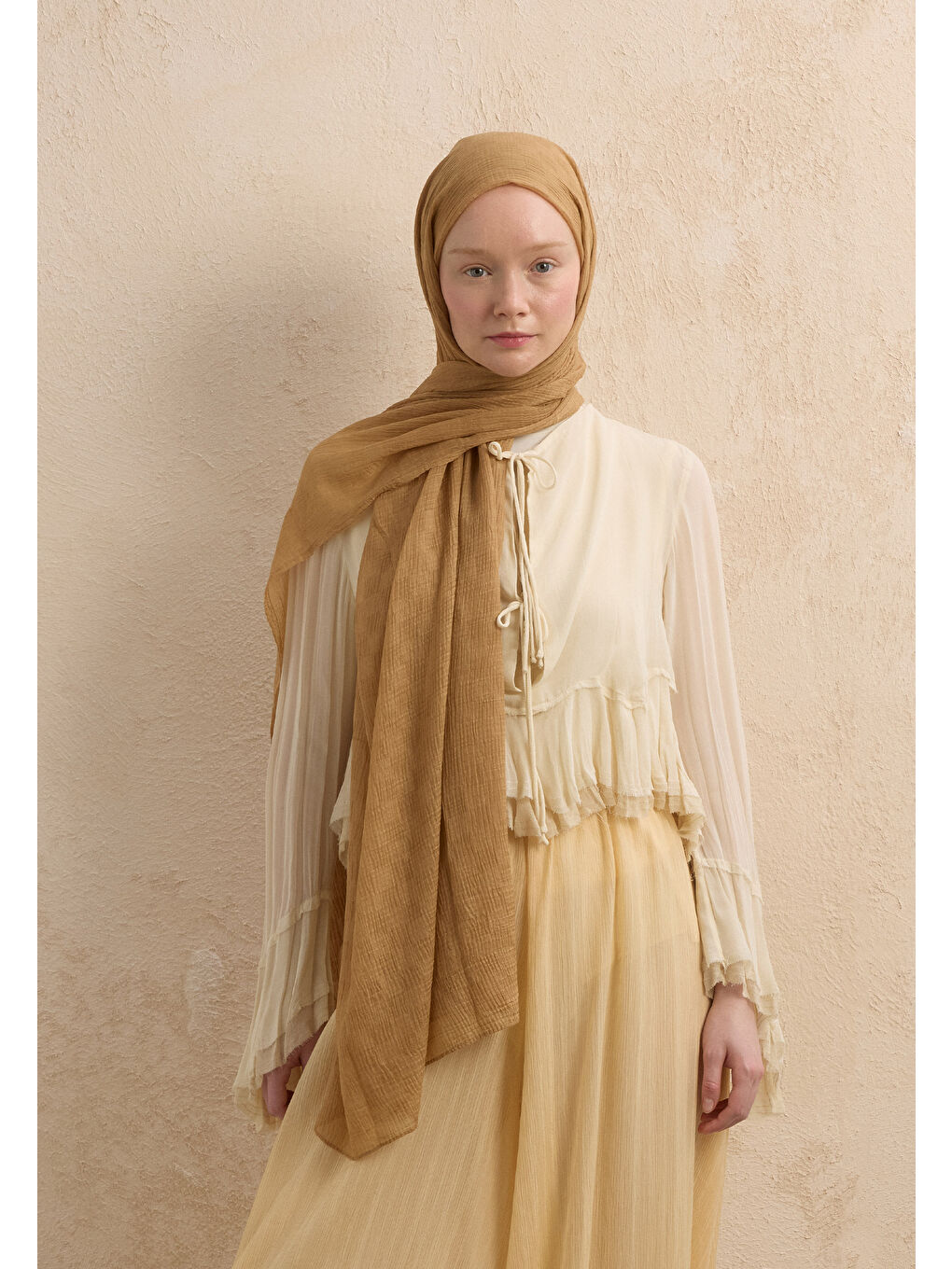 Kahverengi Modal Damalı Şal Sütlü Kahve-2