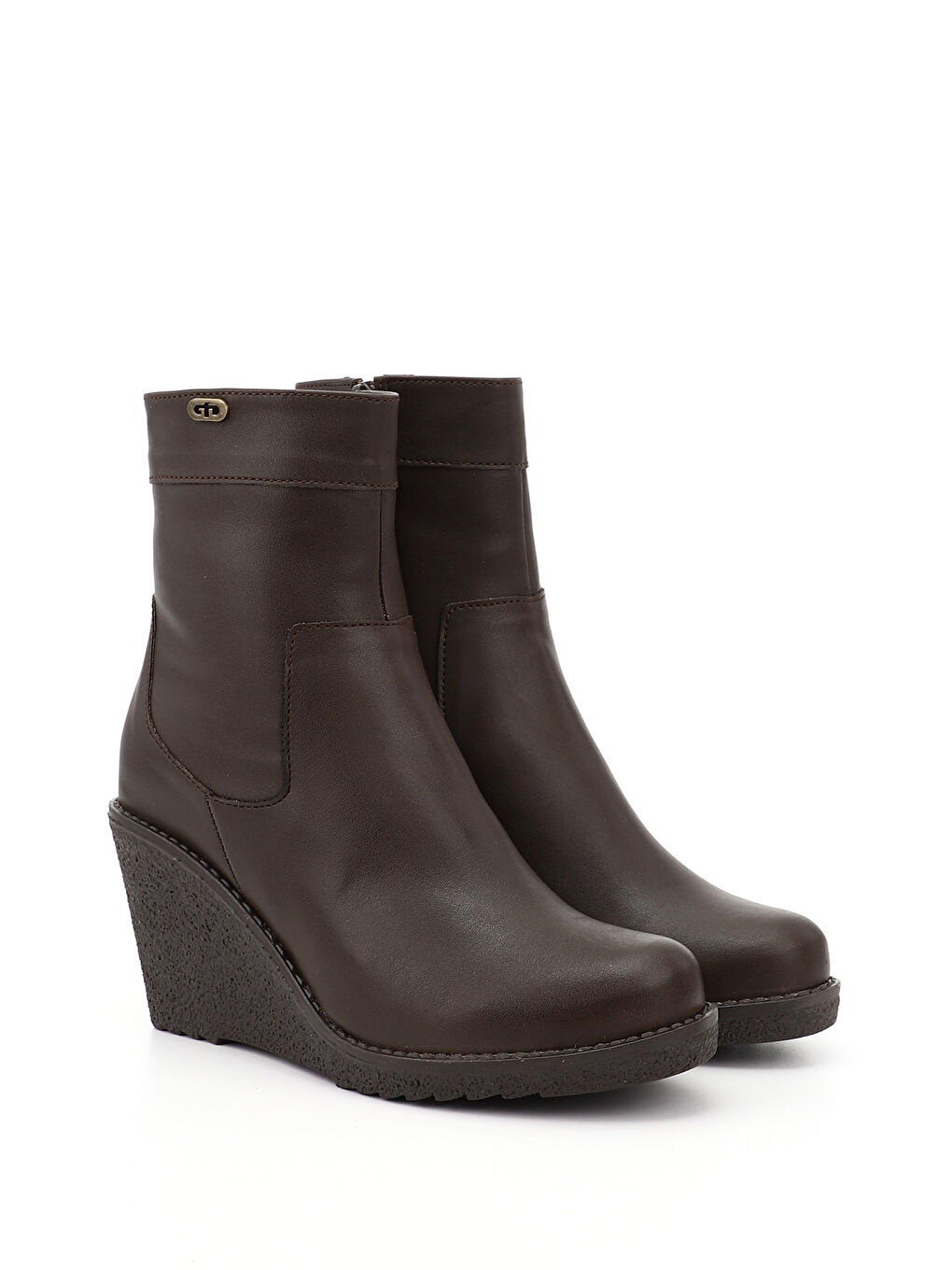 Kahverengi Kadın ORTA KAHVERENGİ Fermuarlı Dolgu Topuklu Bot-1