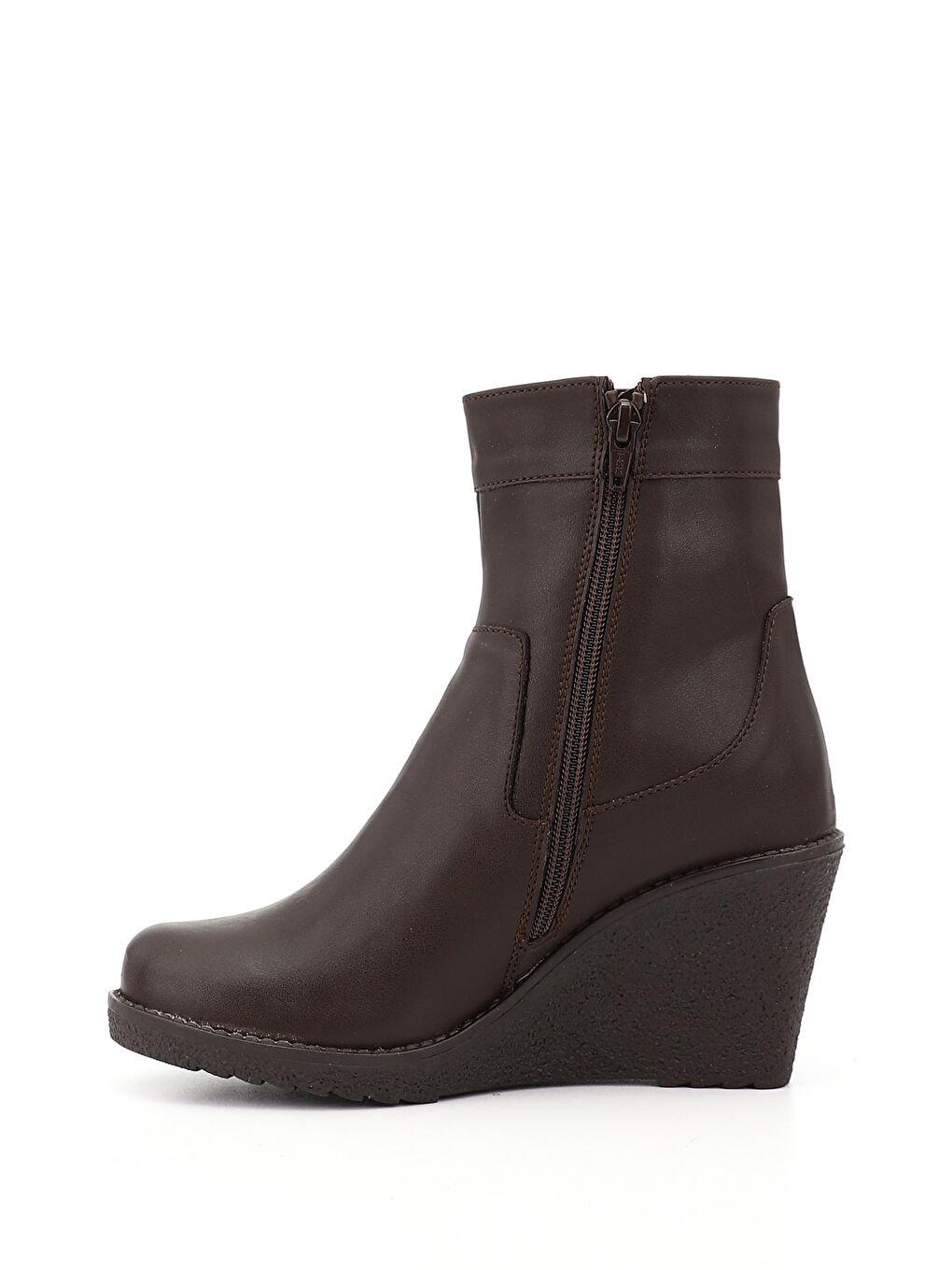 Kahverengi Kadın ORTA KAHVERENGİ Fermuarlı Dolgu Topuklu Bot-2