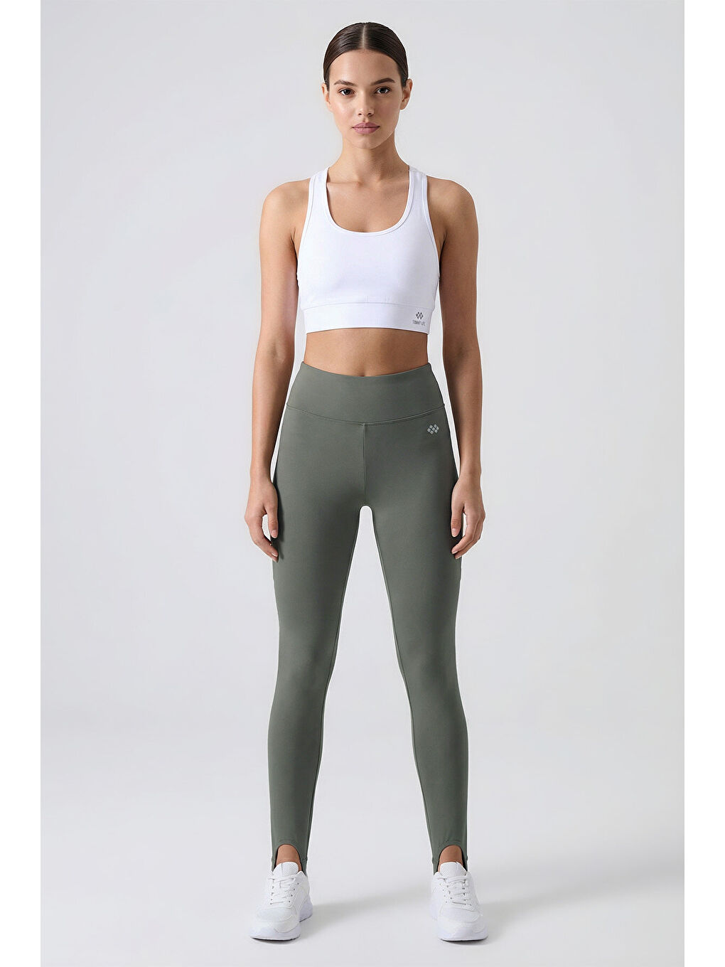 Haki Standart Fit Esnek Spor Performans Kadın Topuklu Tayt - 94685