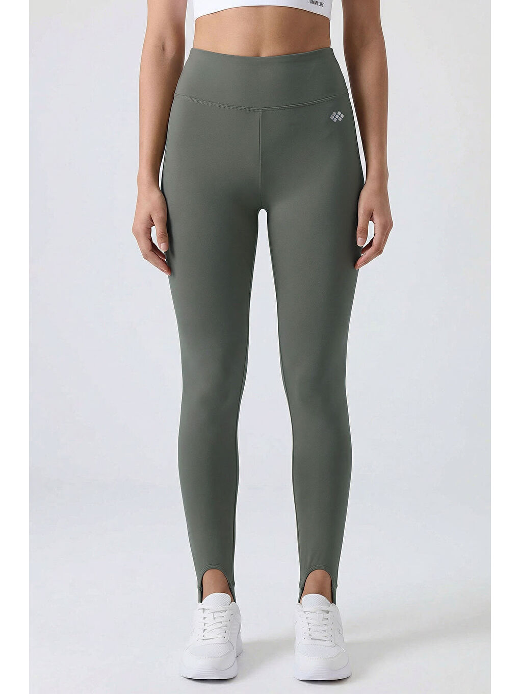 Haki Standart Fit Esnek Spor Performans Kadın Topuklu Tayt - 94685-3