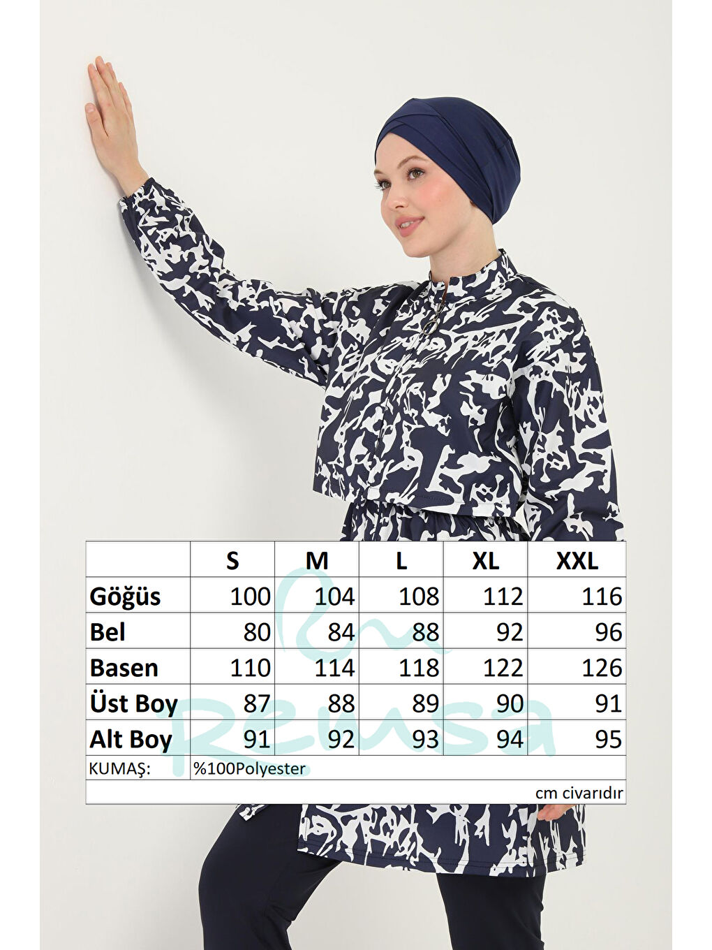 Desenli Tam Kapalı Tesettür Mayo 09 Lacivert01-3