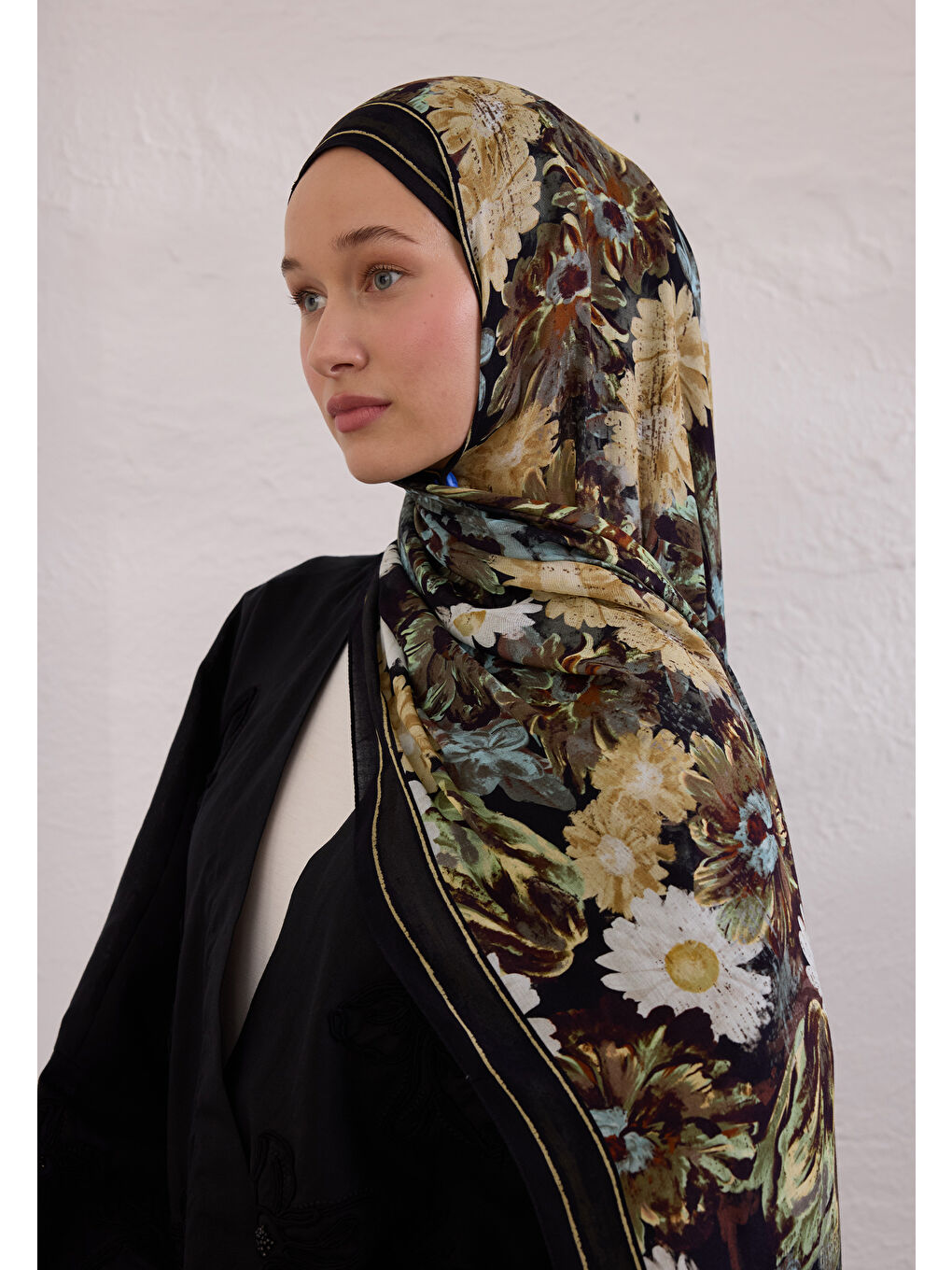 Jasmıne Joy Desen Rami Şal Siyah-1