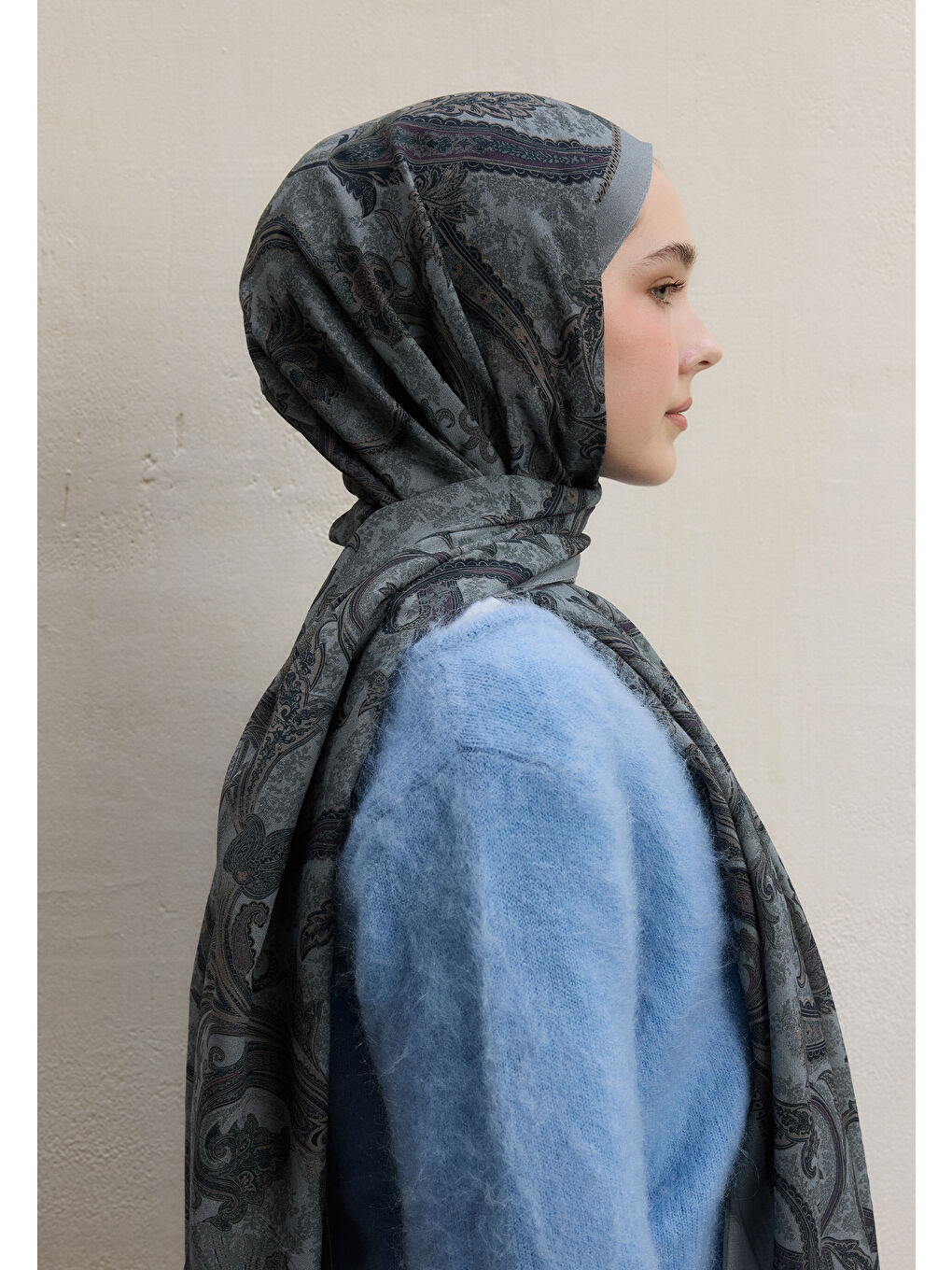 Dark Bohemıan Desen Şal Soft Mavi-2