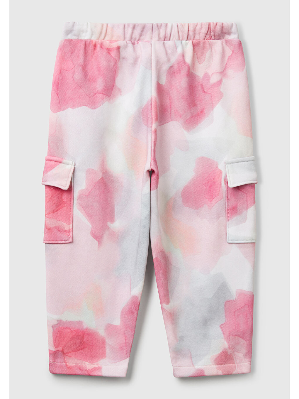 Kız Çocuk Pembe Mix Tamamı Desenli Logo Etiketli Yama Cepli Kargo Pantolon-1