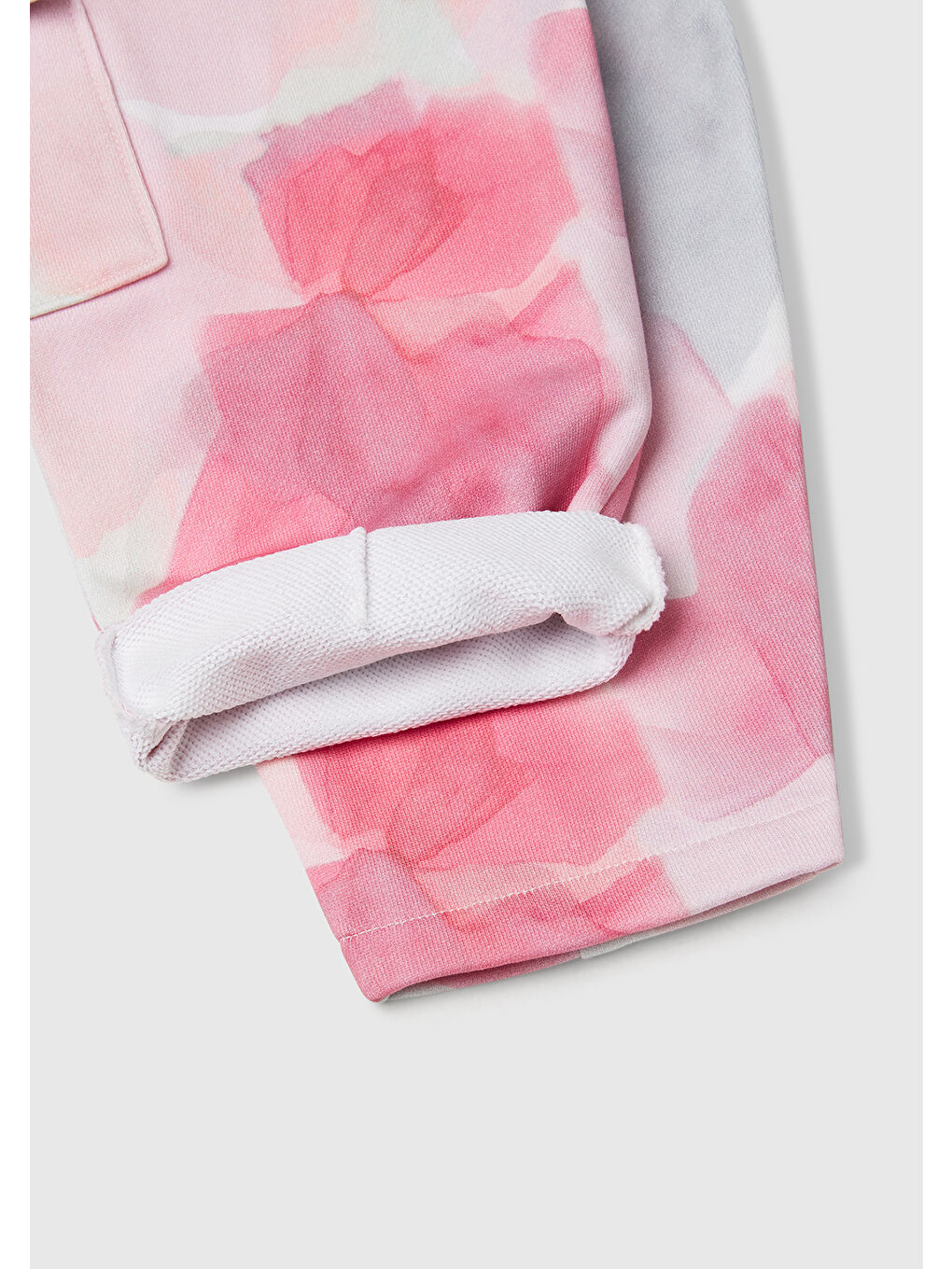 Kız Çocuk Pembe Mix Tamamı Desenli Logo Etiketli Yama Cepli Kargo Pantolon-2