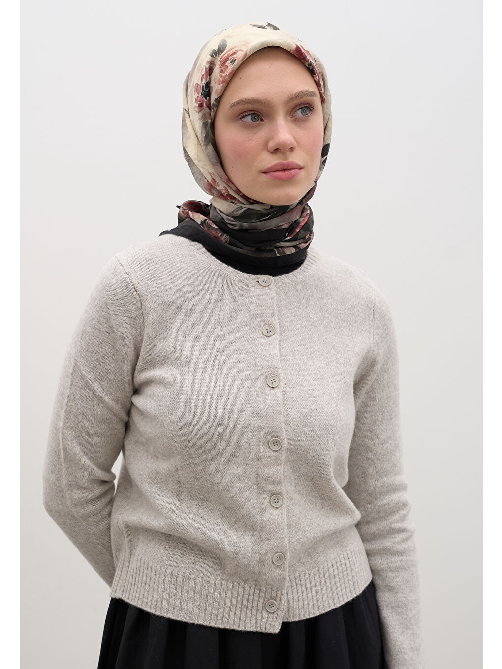 Marıelle Desen Pamuklu Viskon Eşarp Siyah