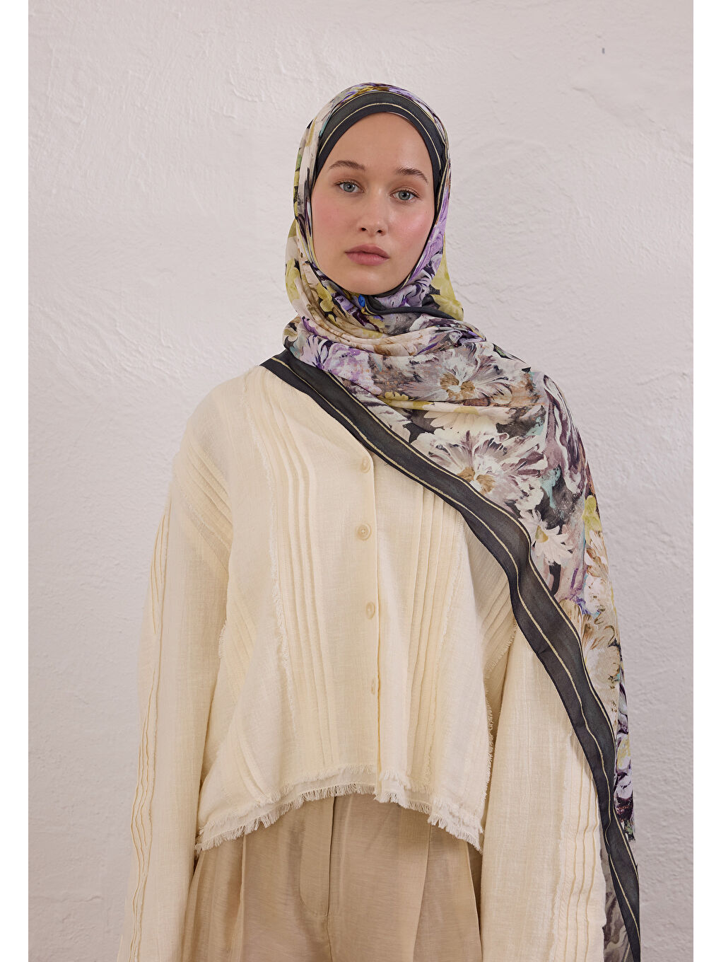 Jasmıne Joy Desen Rami Şal Antrasit-2