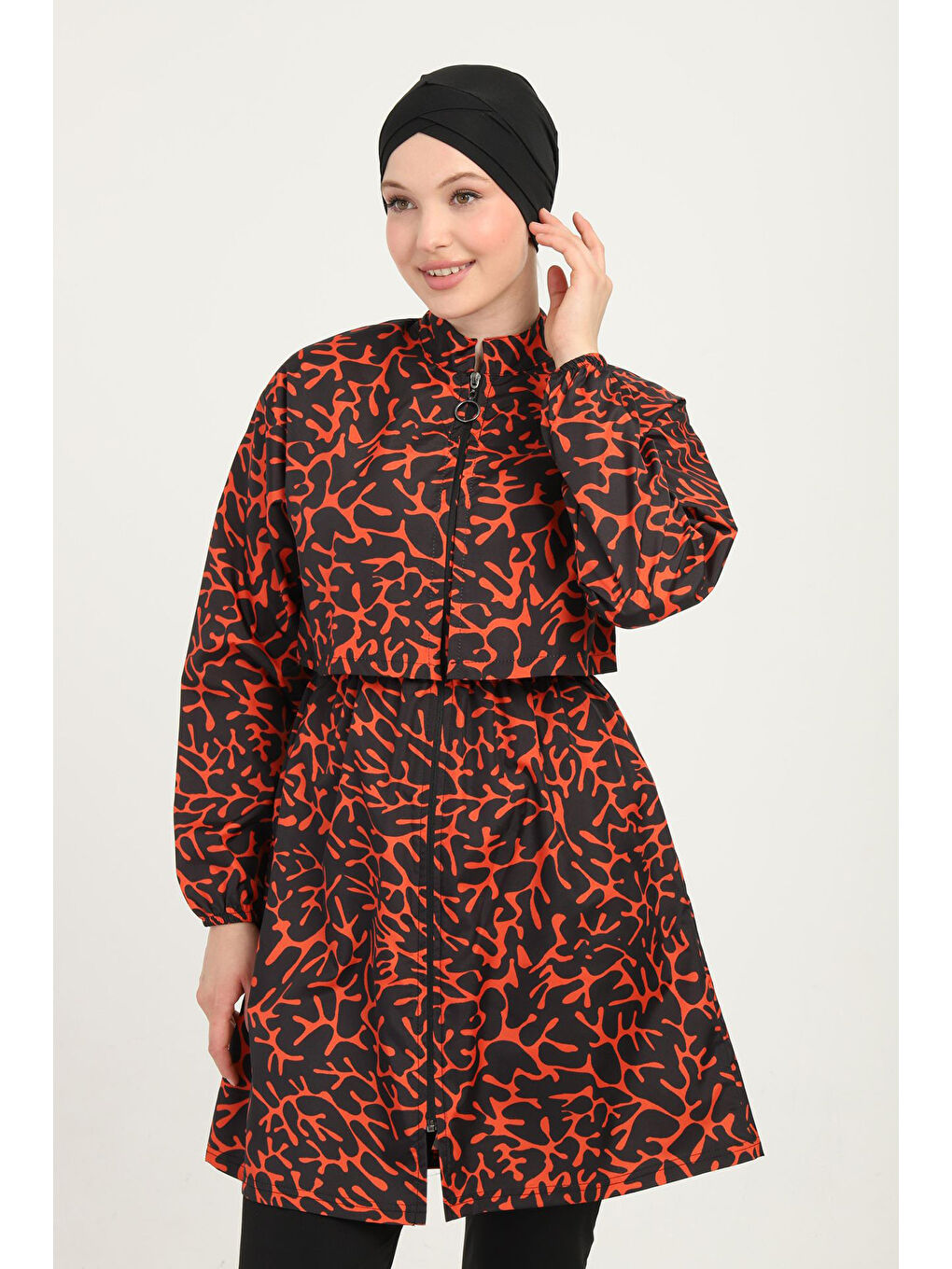 Desenli Tam Kapalı Tesettür Mayo 04 Siyah12-1