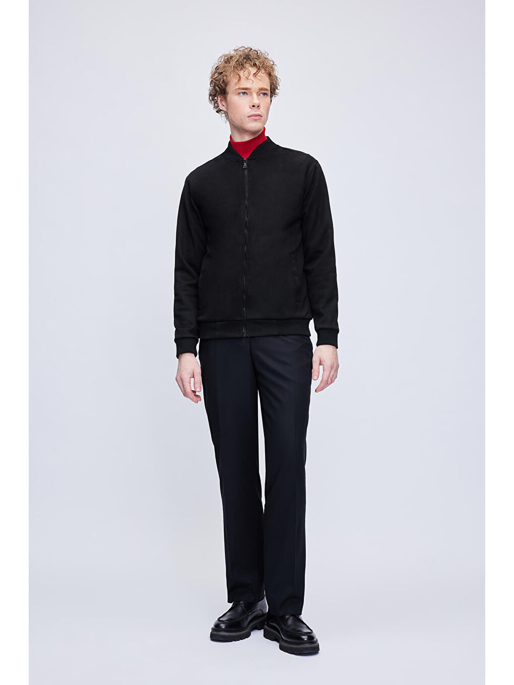 Siyah Regular Fit Bomber Yaka Mevsimlik Mont-1