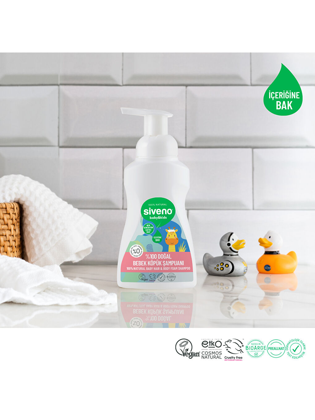 %100 Doğal Bebek Köpük Şampuanı Yenidoğan Saç ve Vücut İçin Nemlendirici Bitkisel Vegan 250 ml-1