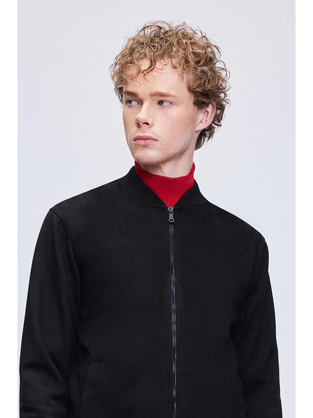 Siyah Regular Fit Bomber Yaka Mevsimlik Mont-2