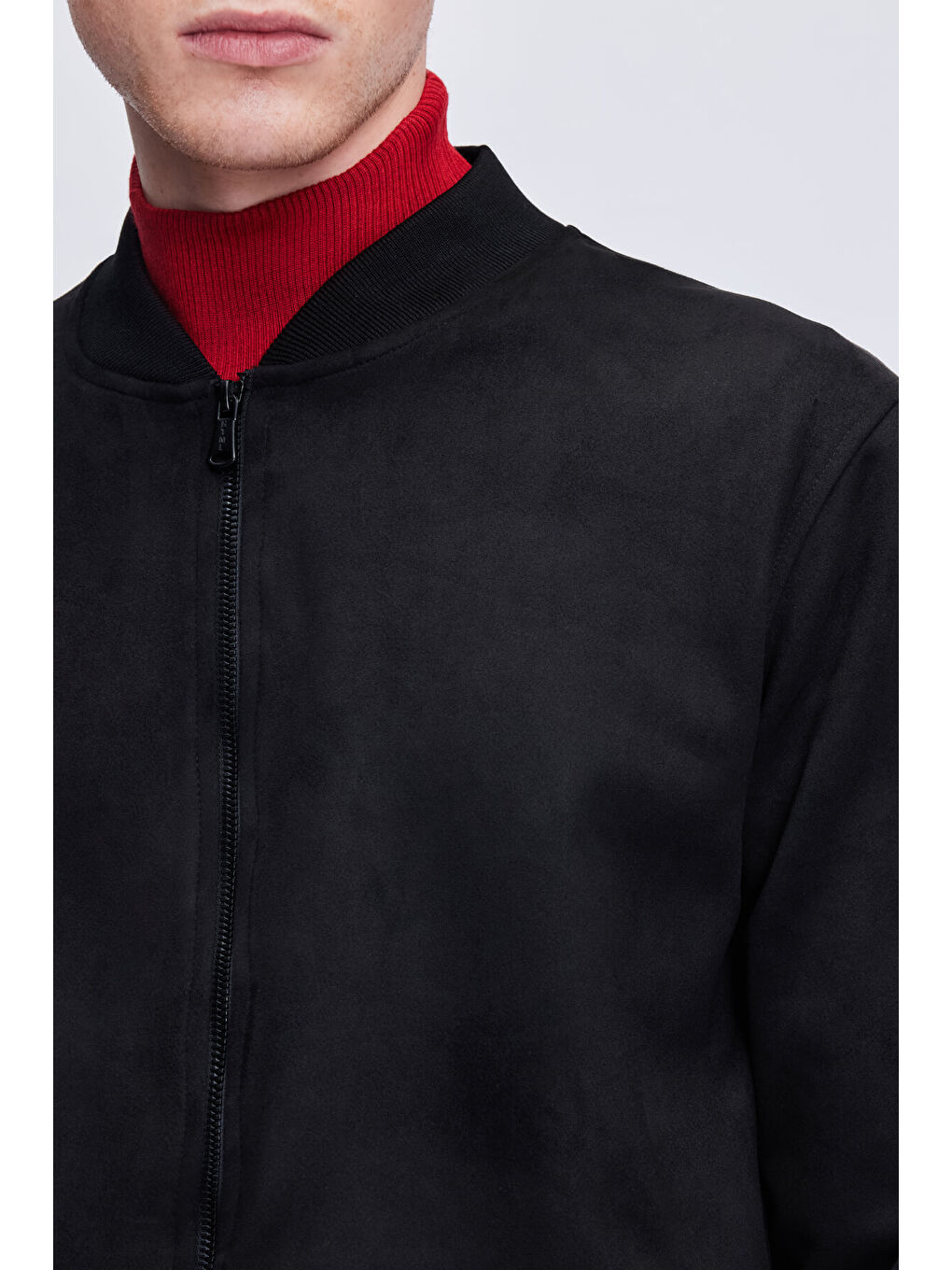 Siyah Regular Fit Bomber Yaka Mevsimlik Mont-3