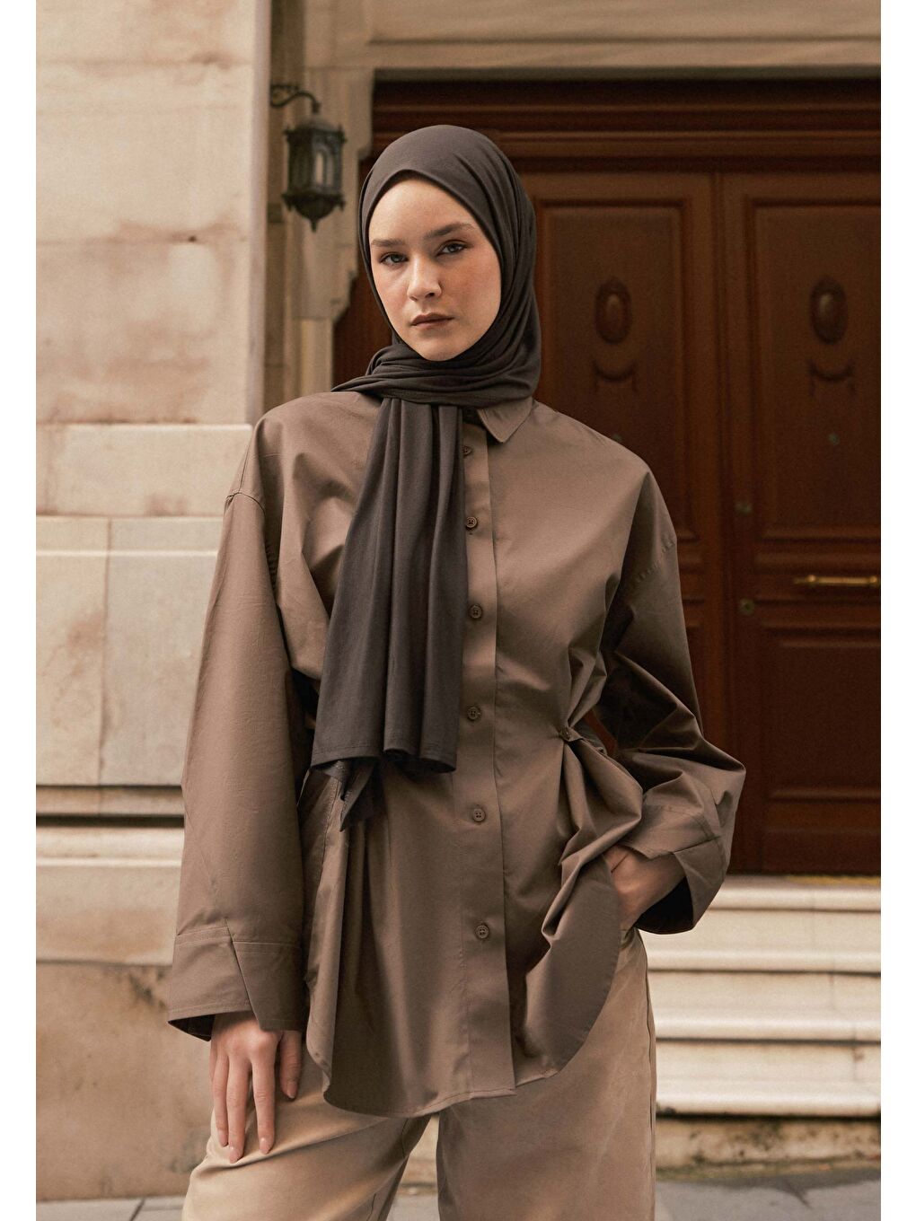 Kahverengi Penye Şal Bitter-4