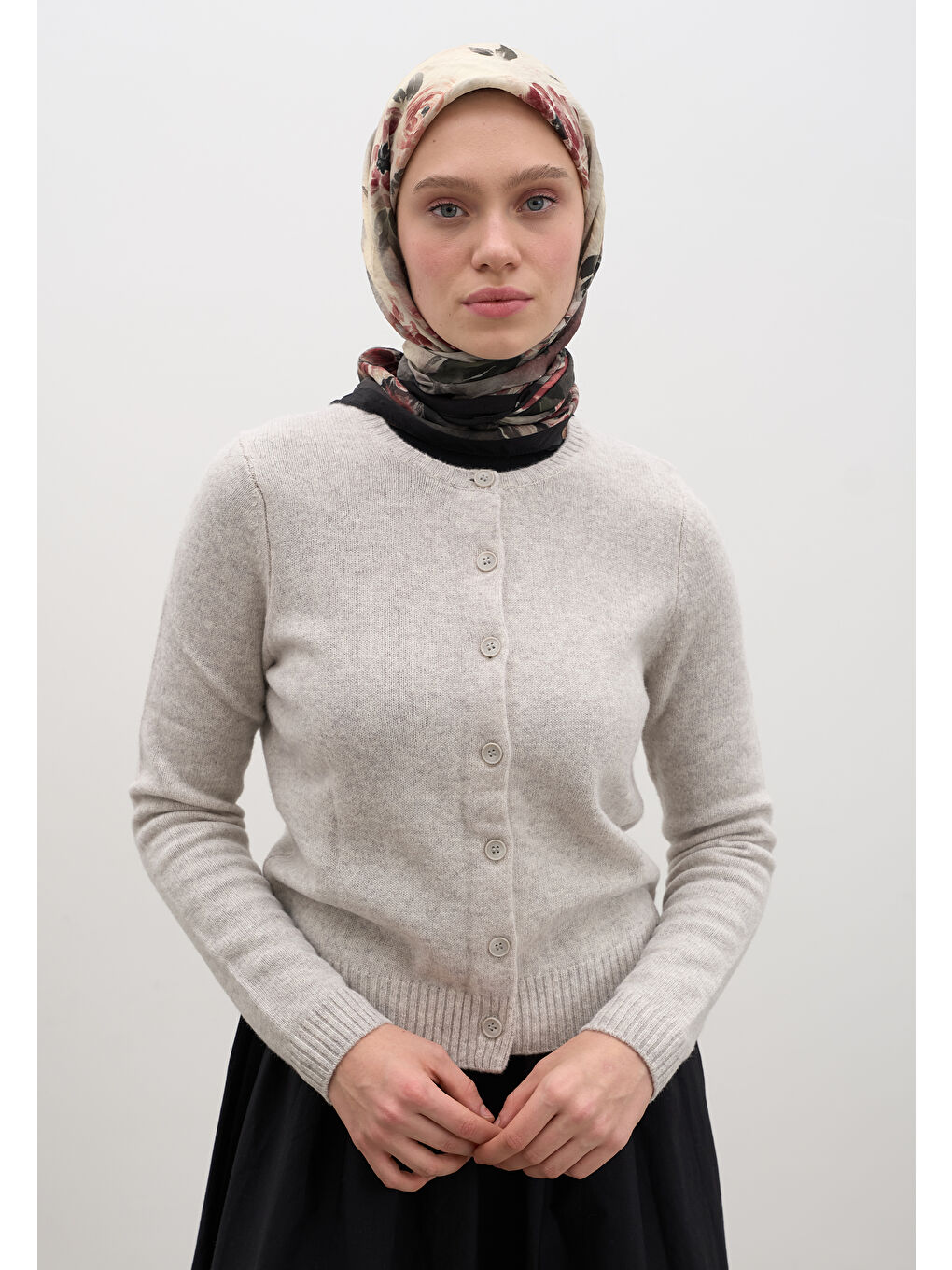 Marıelle Desen Pamuklu Viskon Eşarp Siyah-2