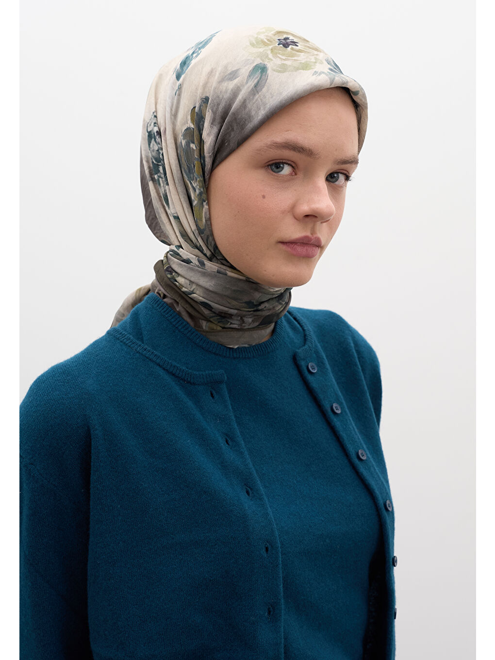 Marıelle Desen Pamuklu Viskon Eşarp Haki-1