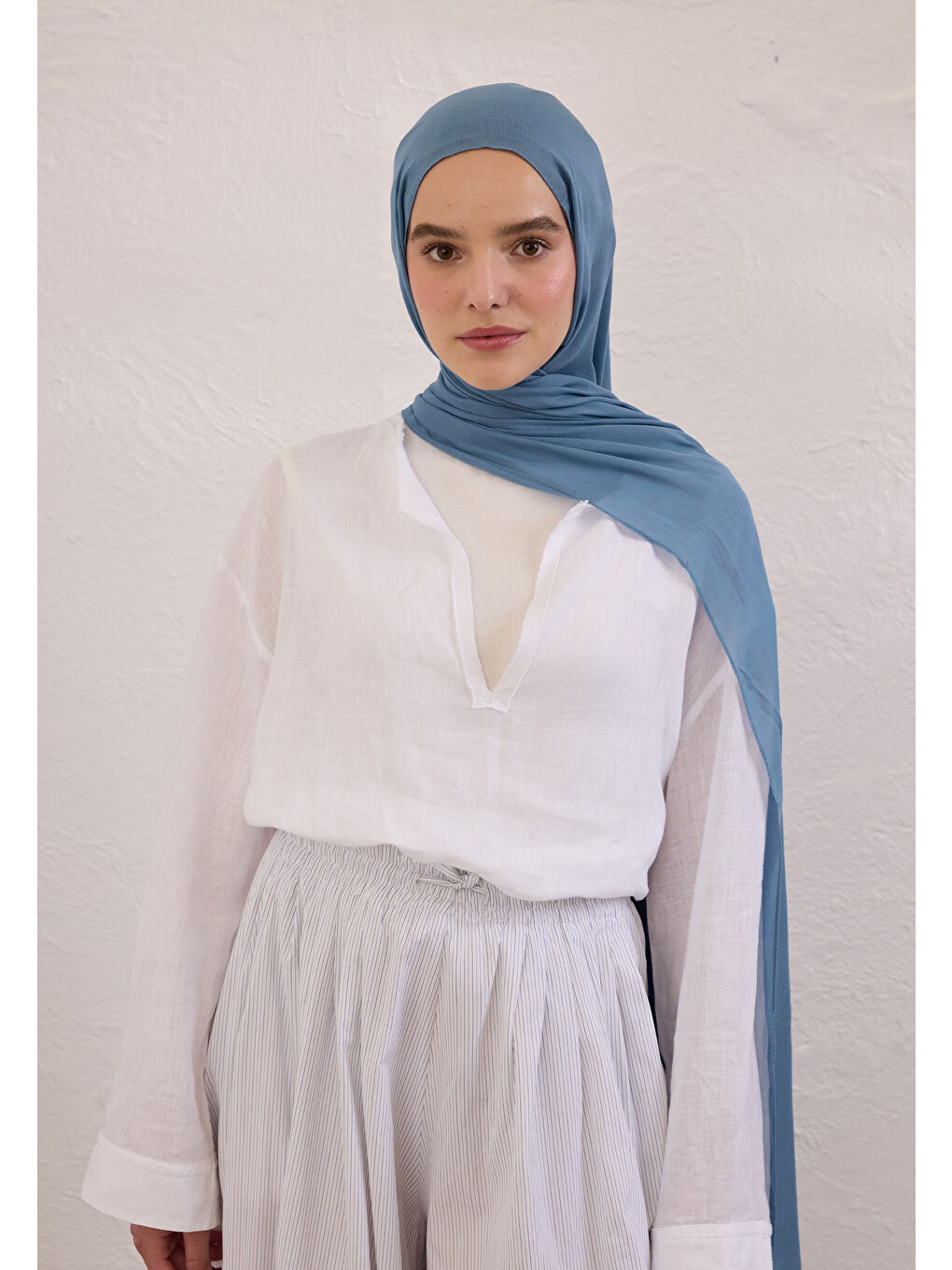 Soft Viskon Şal Jean Mavi-2