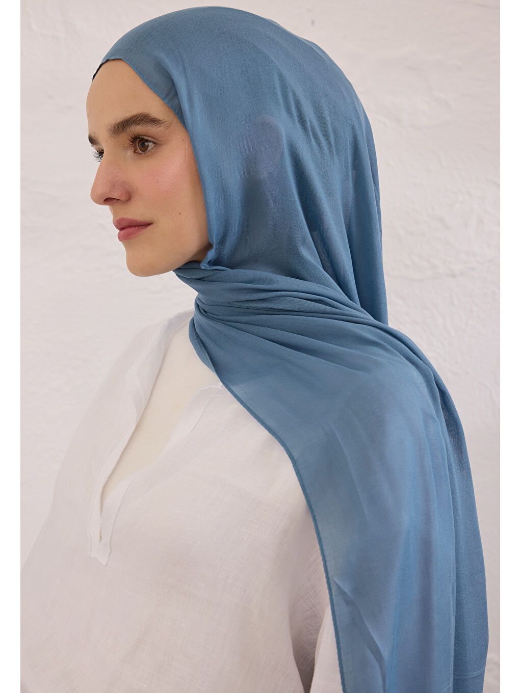 Soft Viskon Şal Jean Mavi-3