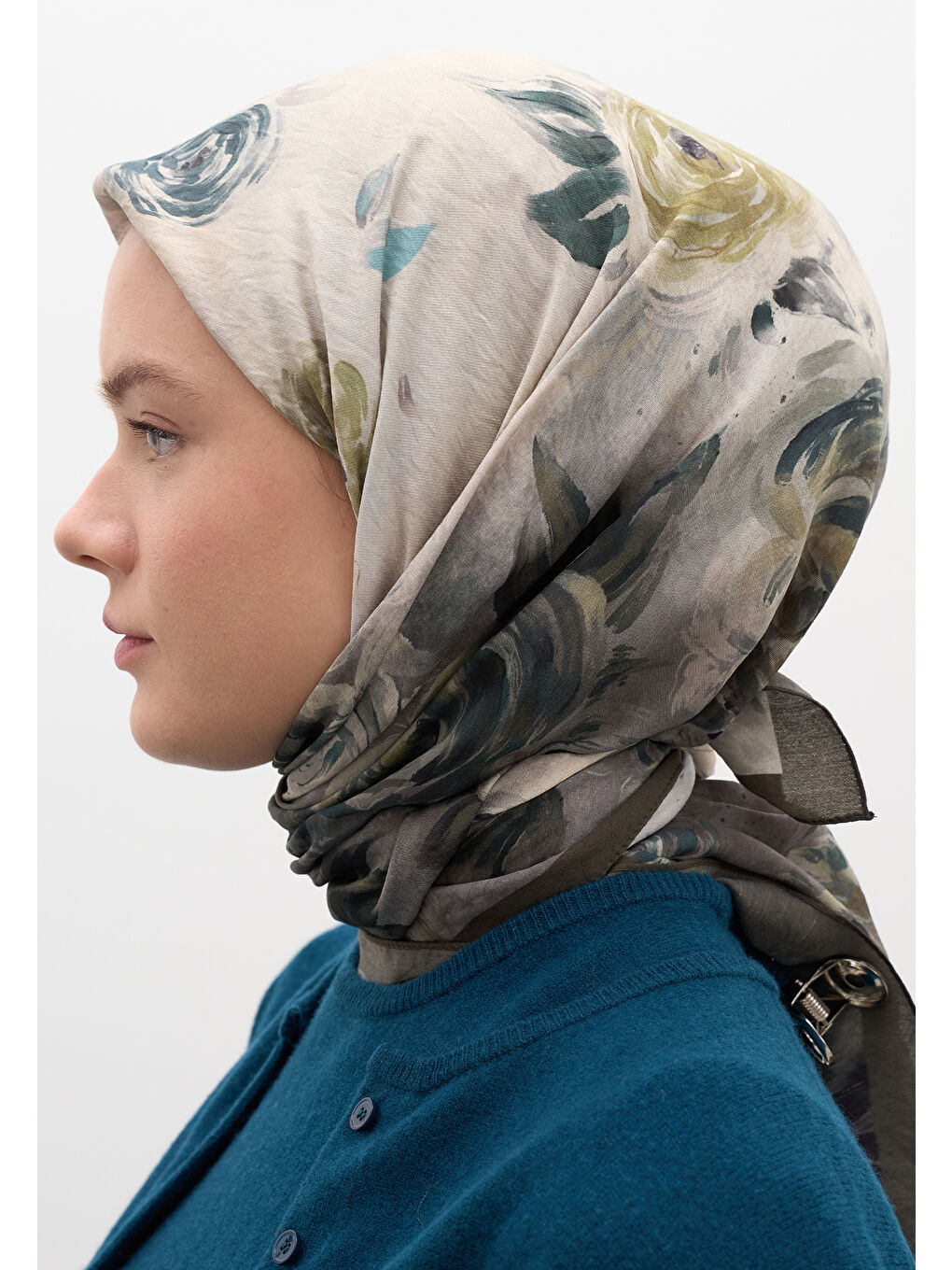 Marıelle Desen Pamuklu Viskon Eşarp Haki-3