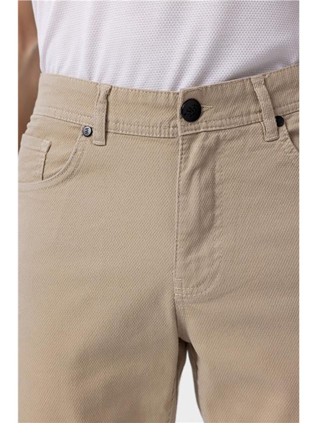 Bej Slim Düz Pantolon-3