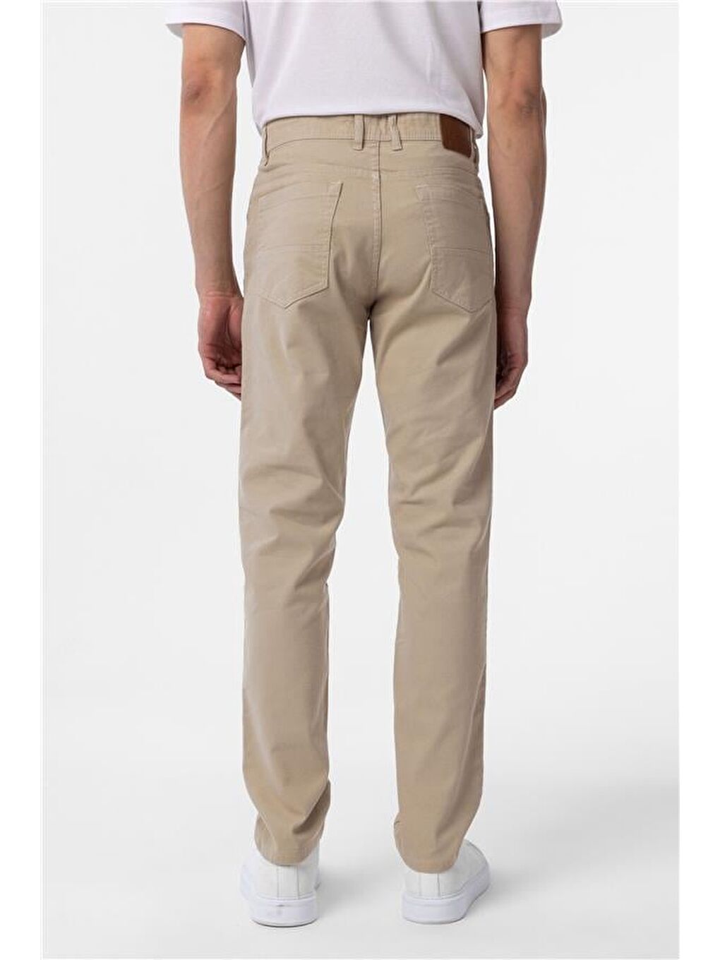 Bej Slim Düz Pantolon-5