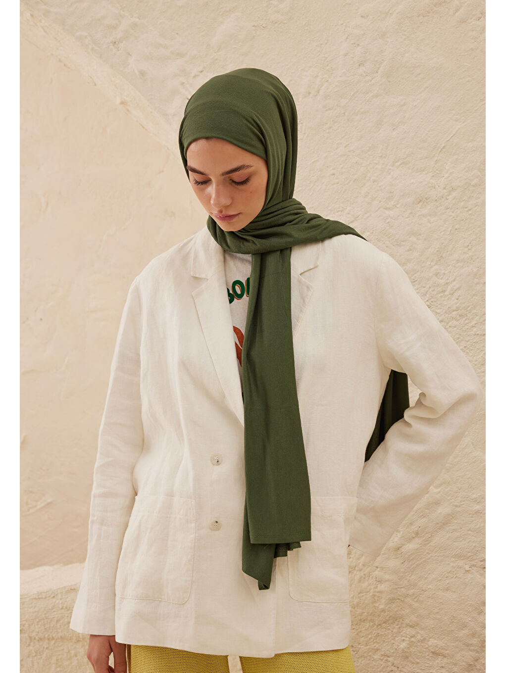 Yeşil Penye Şal Yosun-3