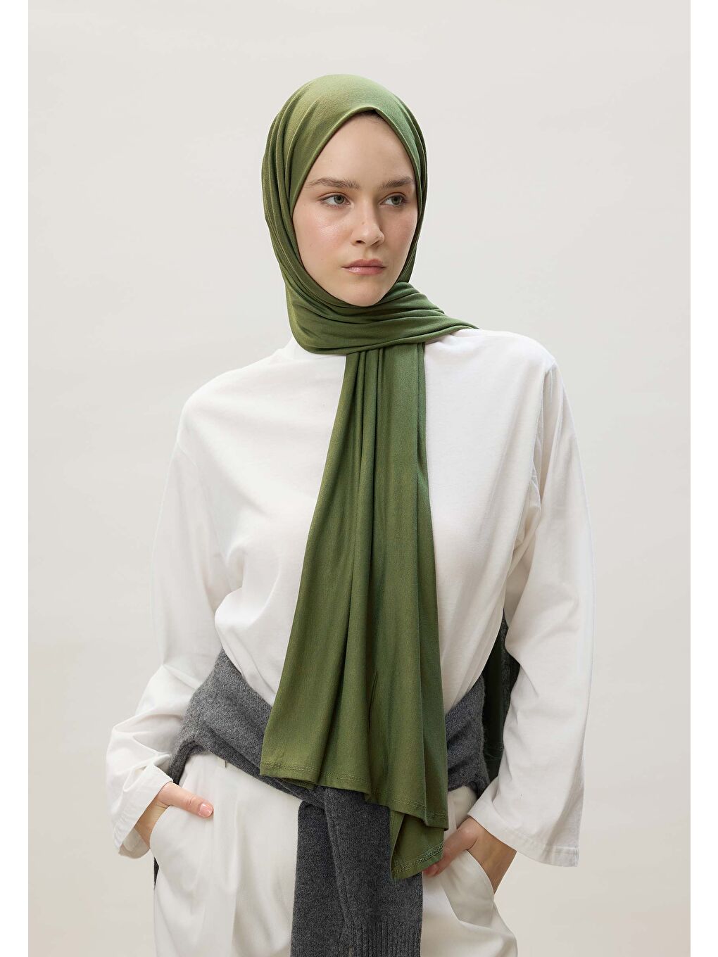 Yeşil Penye Şal Yosun-4