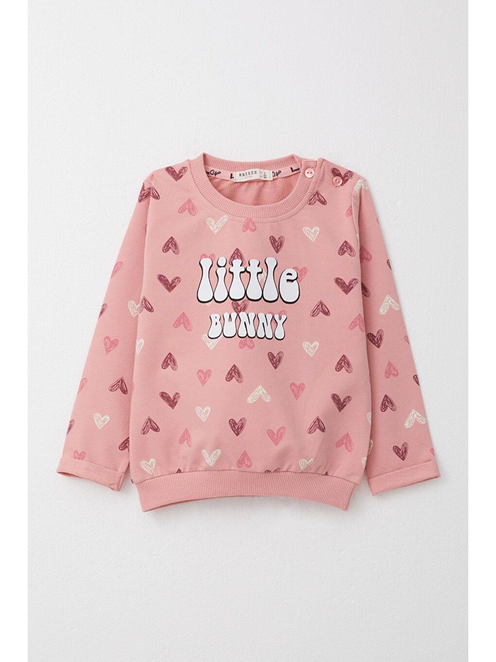 Pembe Kız Bebek Eşofman Takım Renkli Kalp Desenli Gülkurusu (1 Yaş)-1