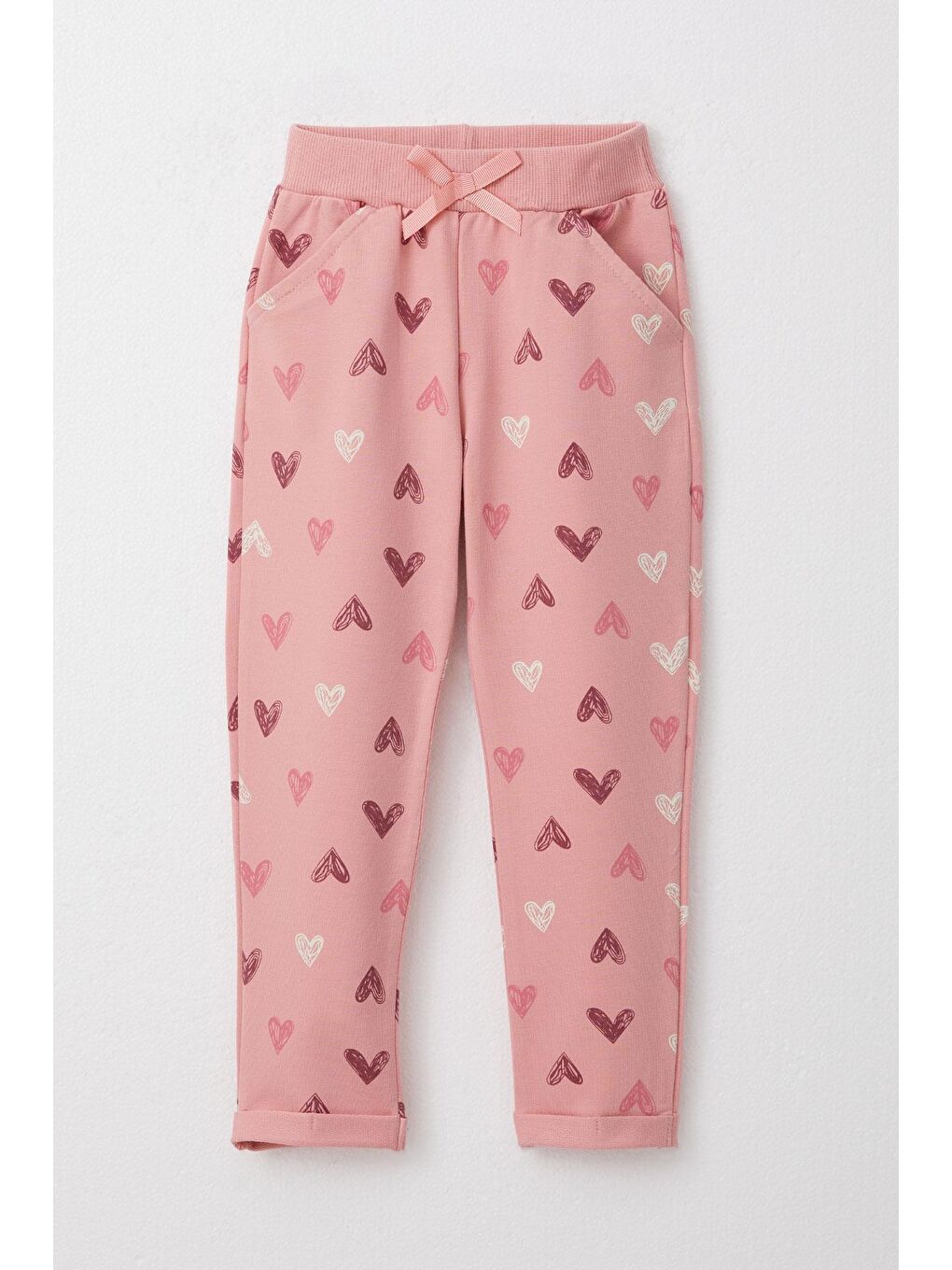 Pembe Kız Bebek Eşofman Takım Renkli Kalp Desenli Gülkurusu (1 Yaş)-2