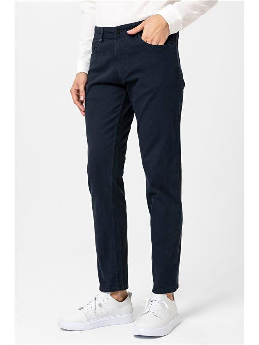 Lacivert Slim Düz Pantolon-1