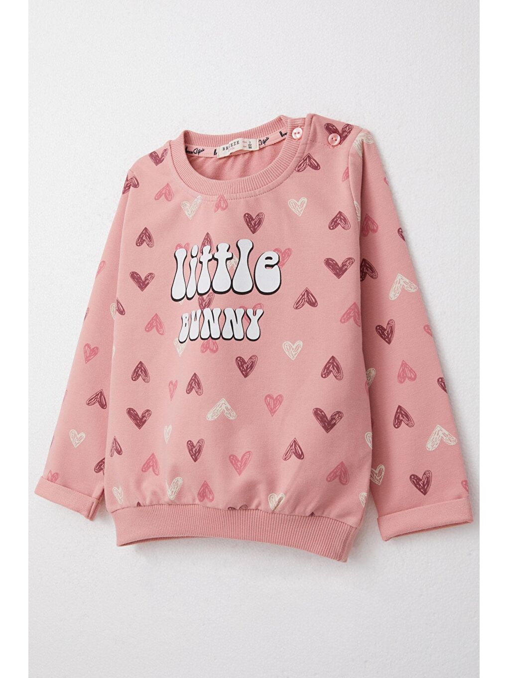 Pembe Kız Bebek Eşofman Takım Renkli Kalp Desenli Gülkurusu (1 Yaş)-5