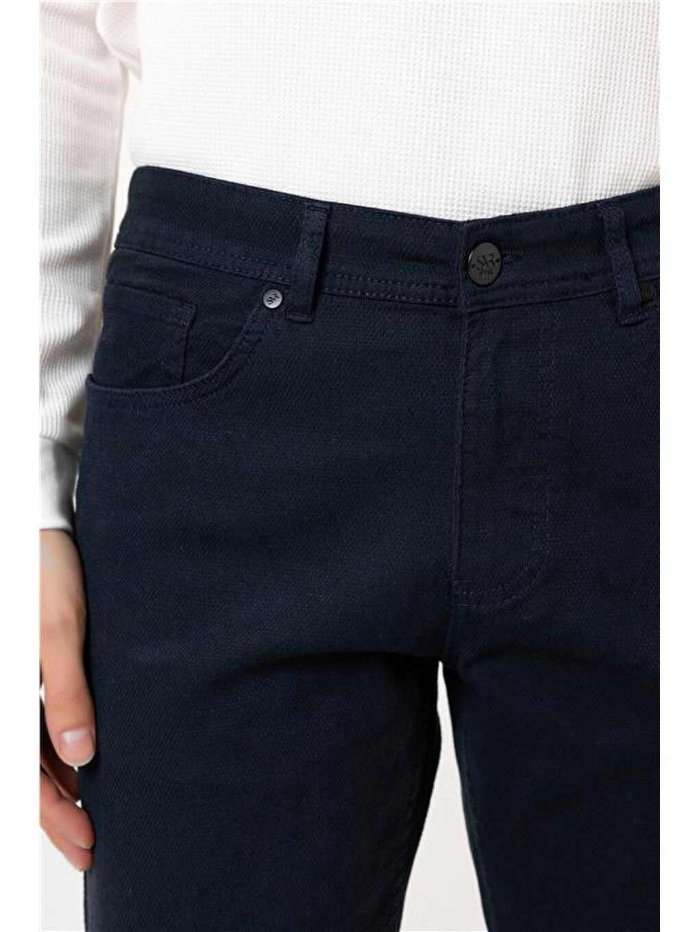 Lacivert Slim Düz Pantolon-3