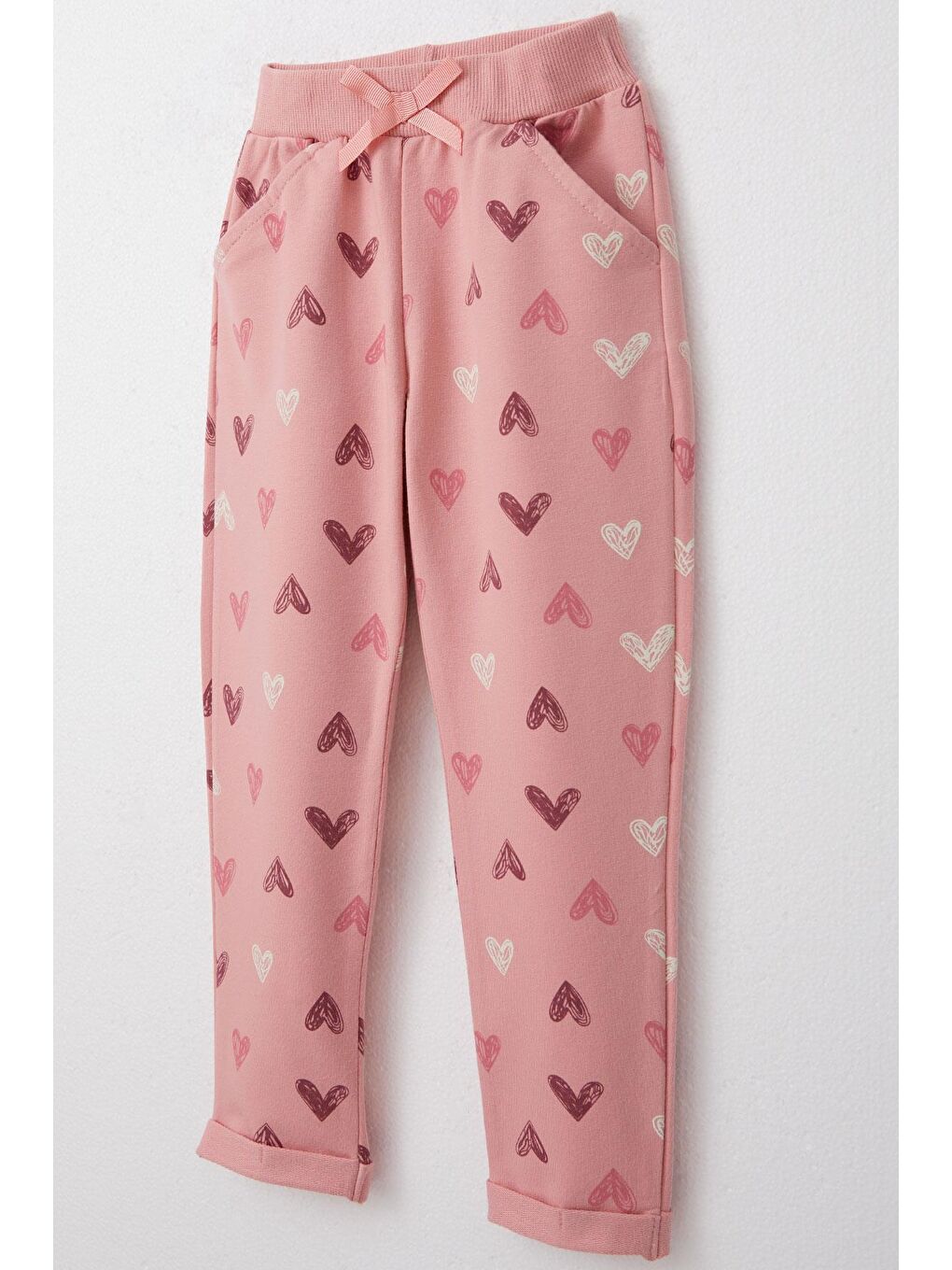 Pembe Kız Bebek Eşofman Takım Renkli Kalp Desenli Gülkurusu (1 Yaş)-6