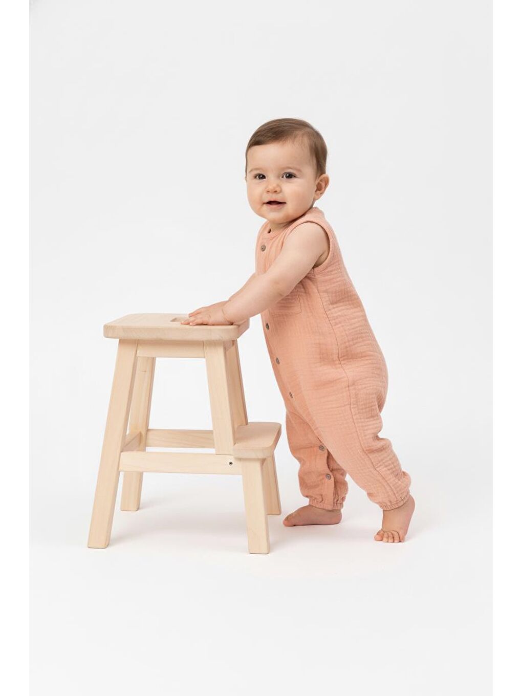 Pembe Müslin Uzun Atlet Tulum-1