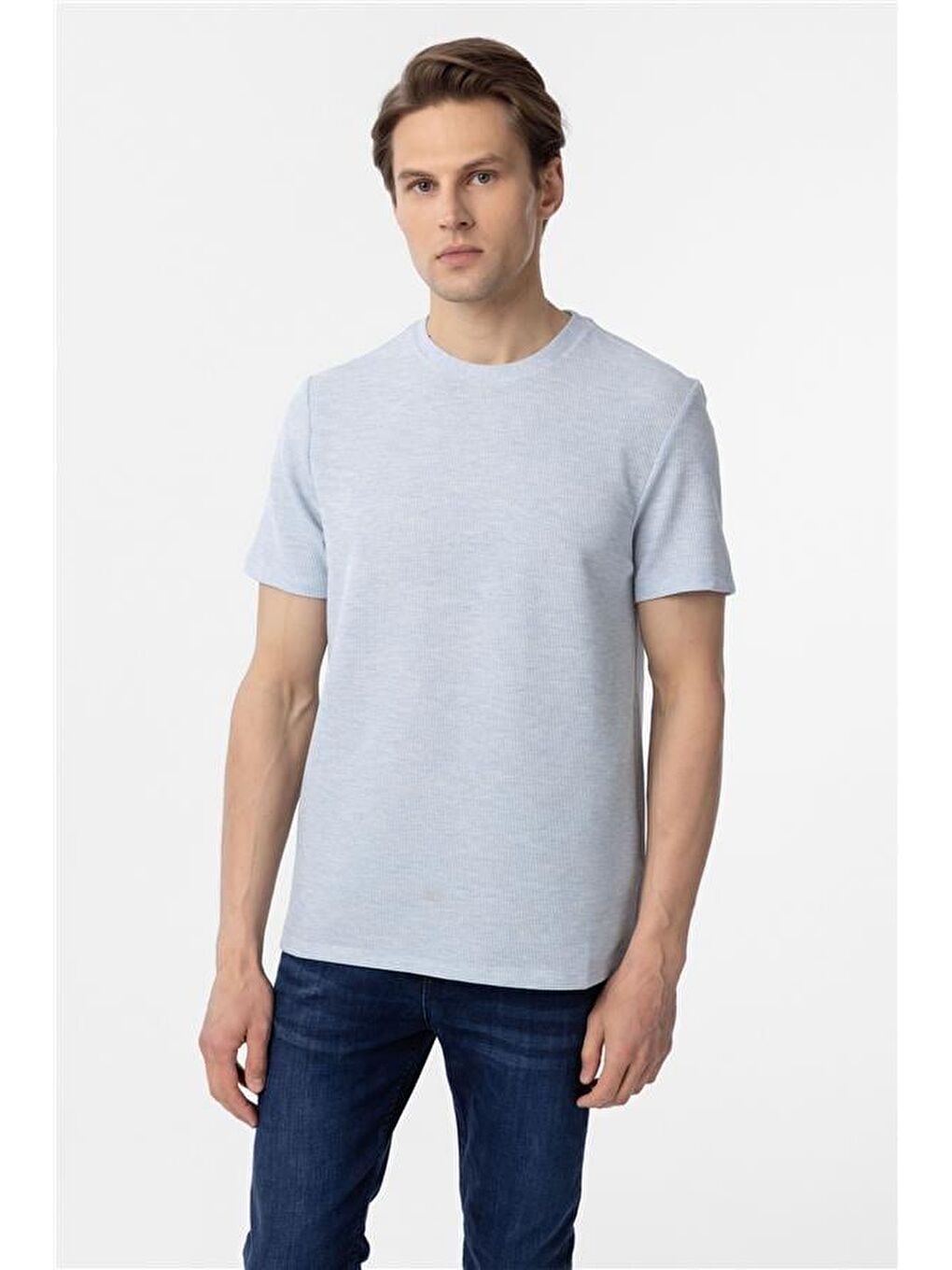 Mavi Regular Armürlü Bisiklet Yaka Tişört-1