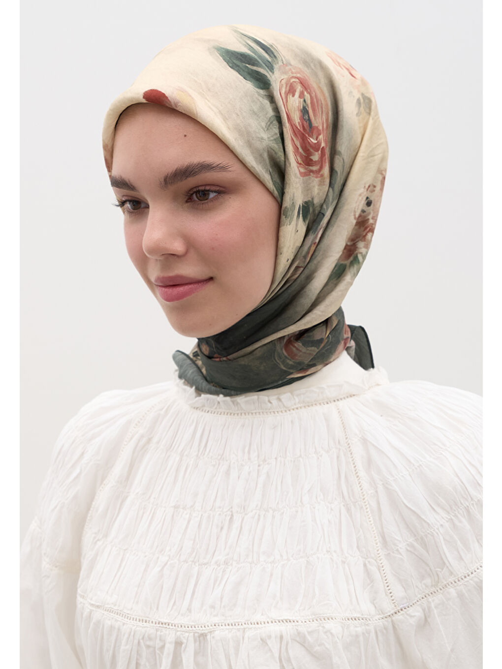 Marıelle Desen Pamuklu Viskon Eşarp Çam Yeşili-2