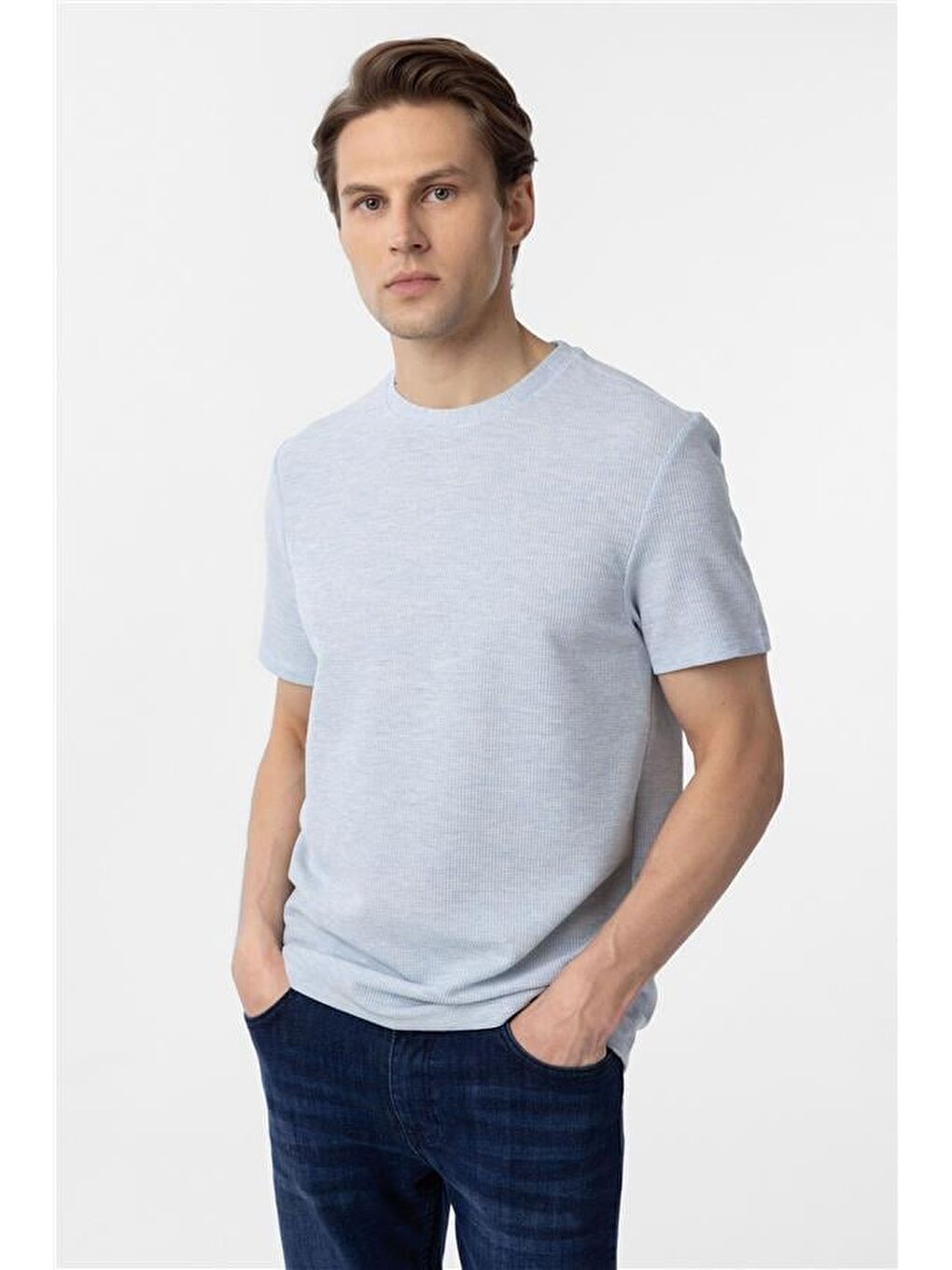 Mavi Regular Armürlü Bisiklet Yaka Tişört-2