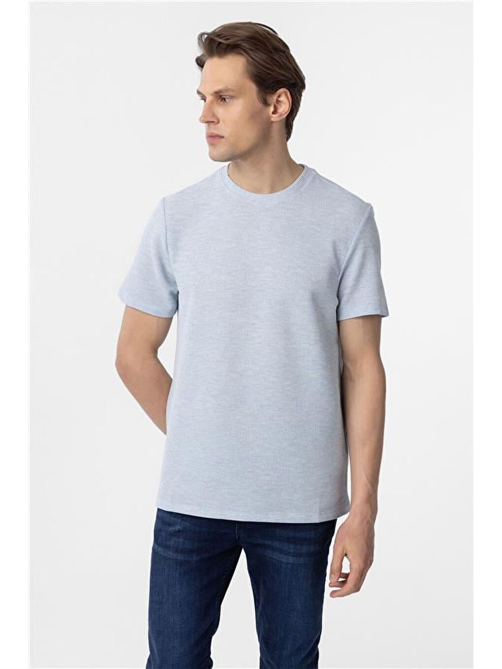 Mavi Regular Armürlü Bisiklet Yaka Tişört-3