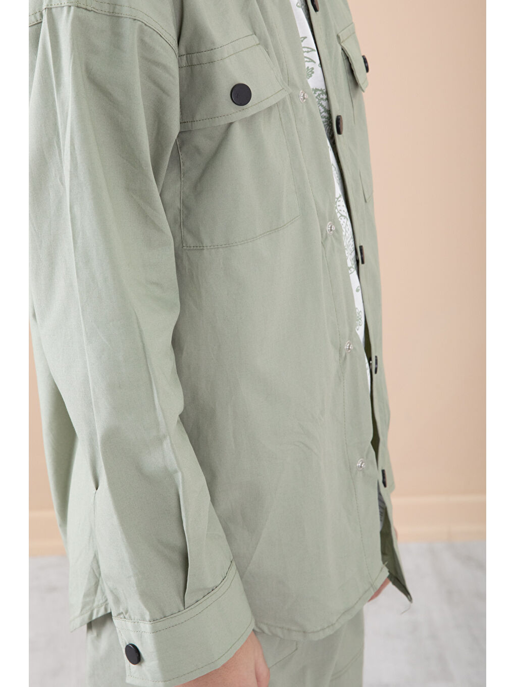 Açık Haki Erkek Çocuk Gögüs Cepli 3'lü Takım 20352-1