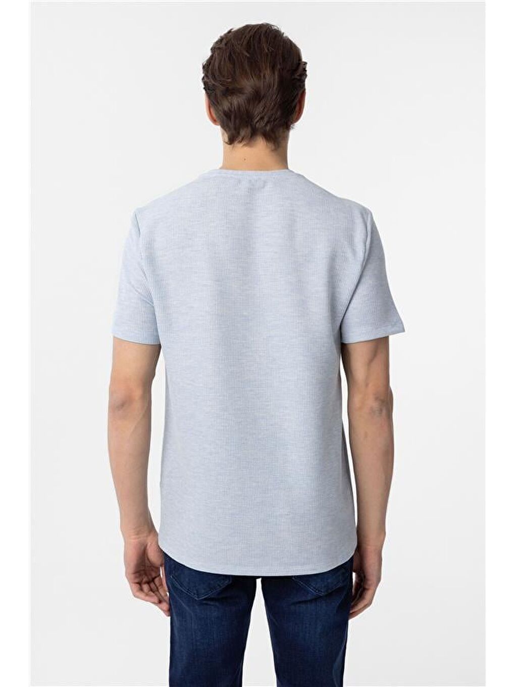 Mavi Regular Armürlü Bisiklet Yaka Tişört-5
