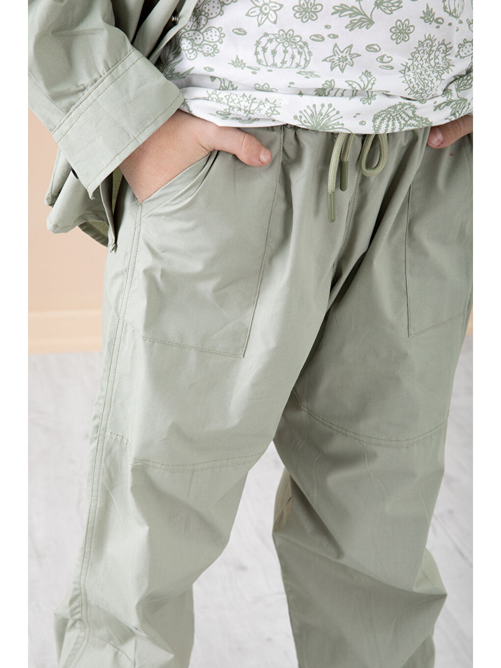 Açık Haki Erkek Çocuk Gögüs Cepli 3'lü Takım 20352-3