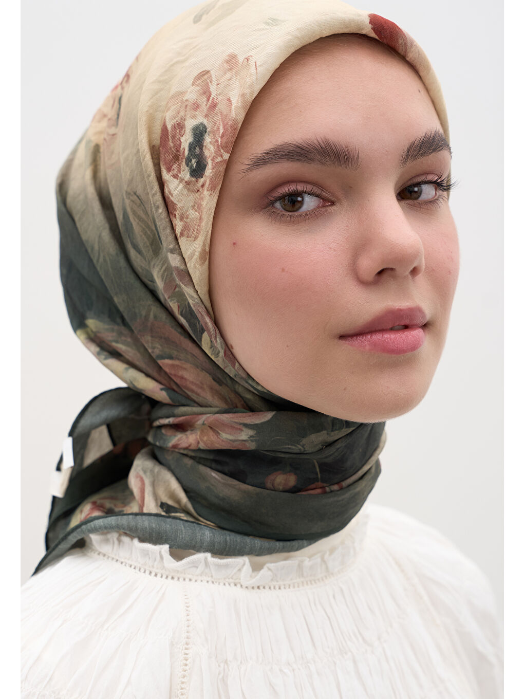 Marıelle Desen Pamuklu Viskon Eşarp Çam Yeşili-3