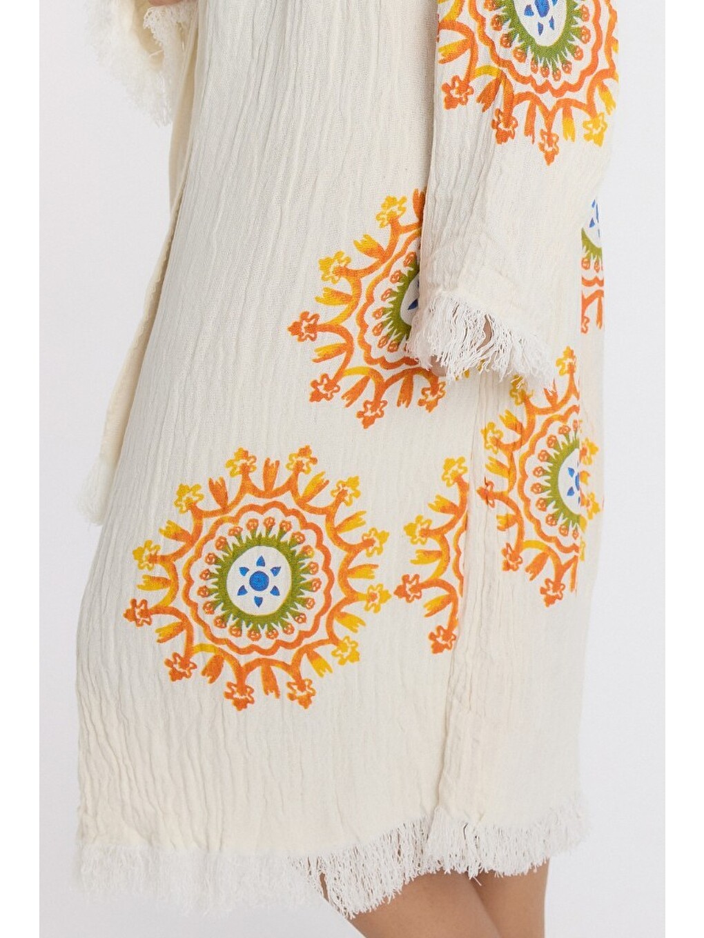 Sarı Muslin Peştemal Bornoz Banyo ve Plaj Elbisesi-5