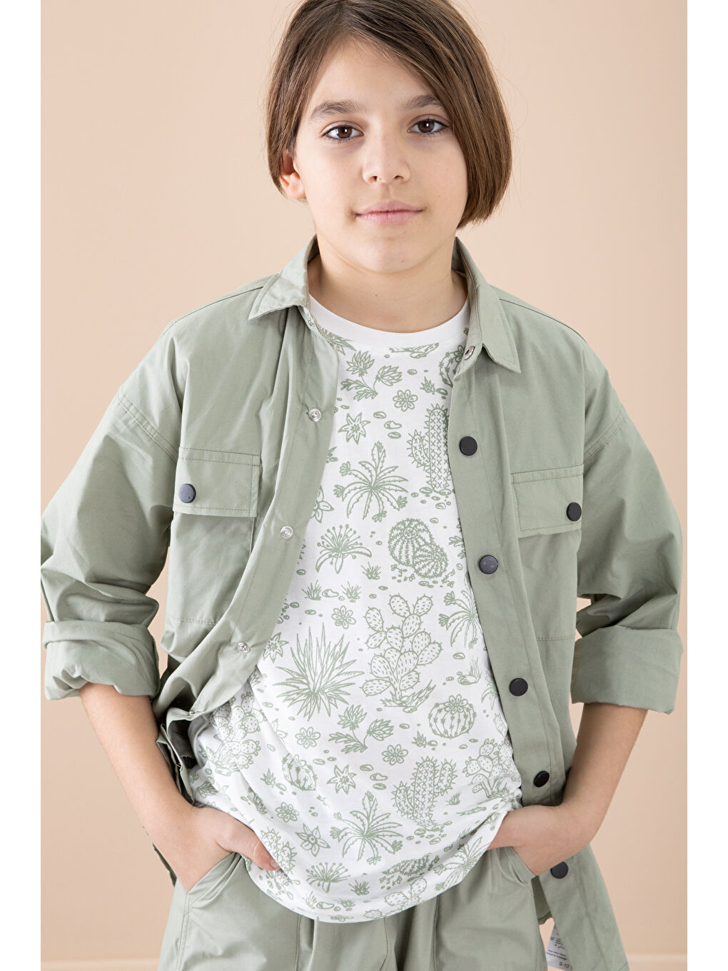 Açık Haki Erkek Çocuk Gögüs Cepli 3'lü Takım 20352-4