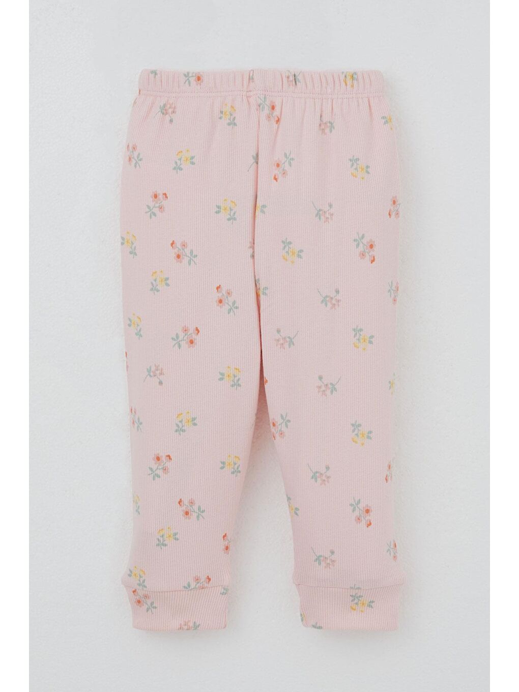 Kız Bebek Pijama Takımı Omuzdan Patlı Renkli Çiçek Desenli Pembe (4-9 Ay)-1